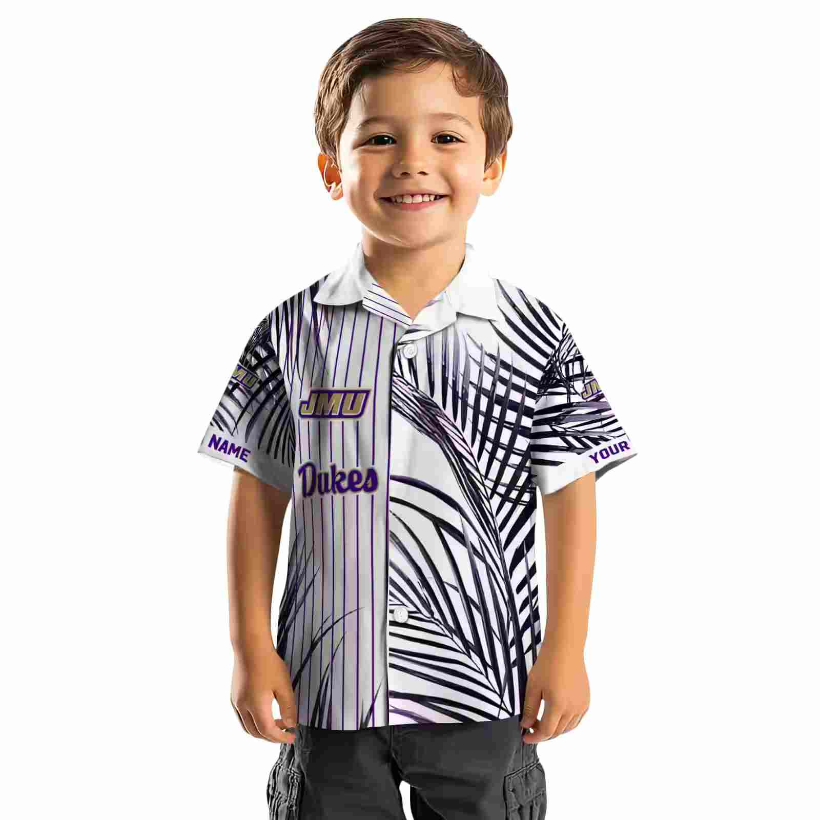 james madison dukes palm stripes purple black white hawaiian shirt top rated