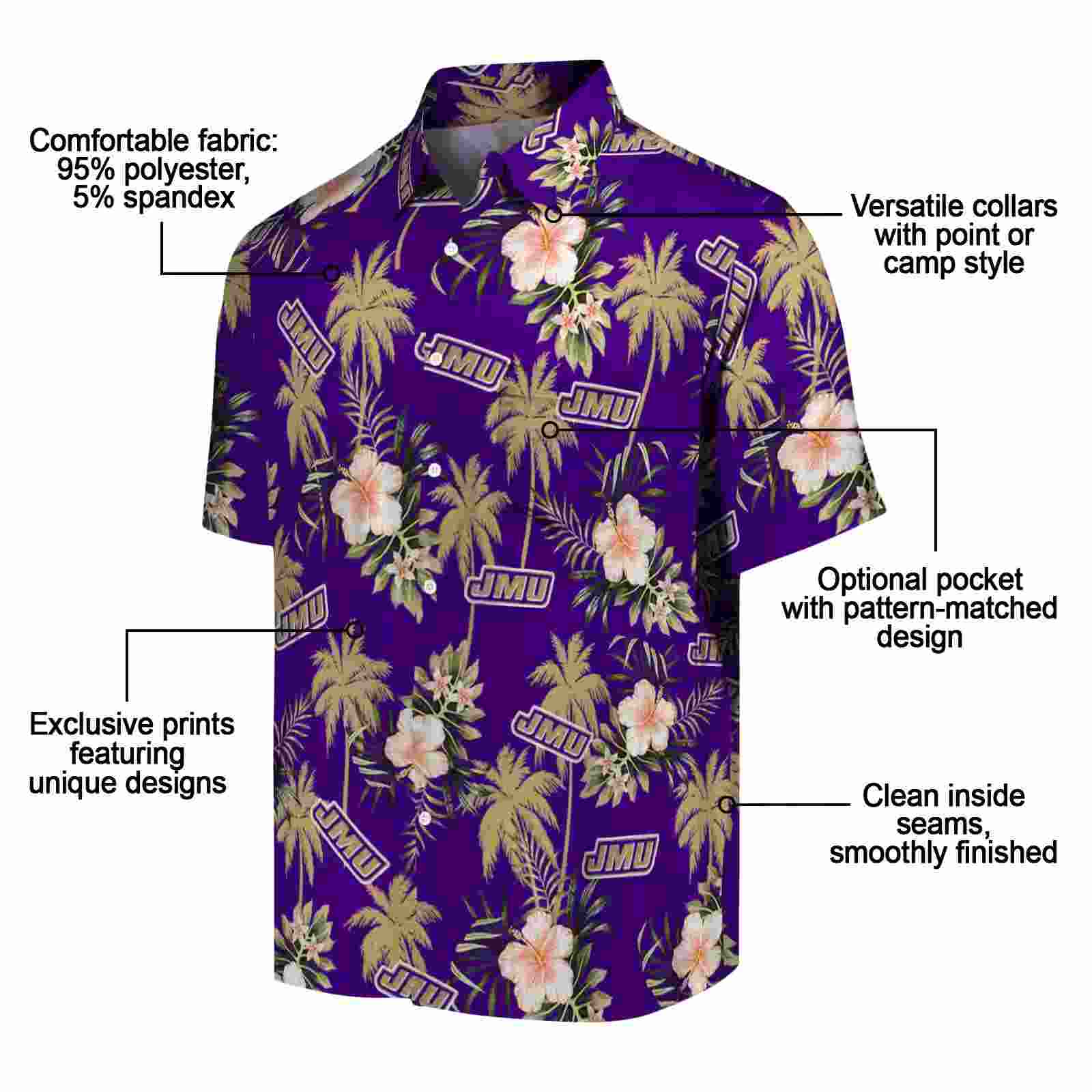 james madison dukes palm tree flower purple hawaiian shirt new arrival