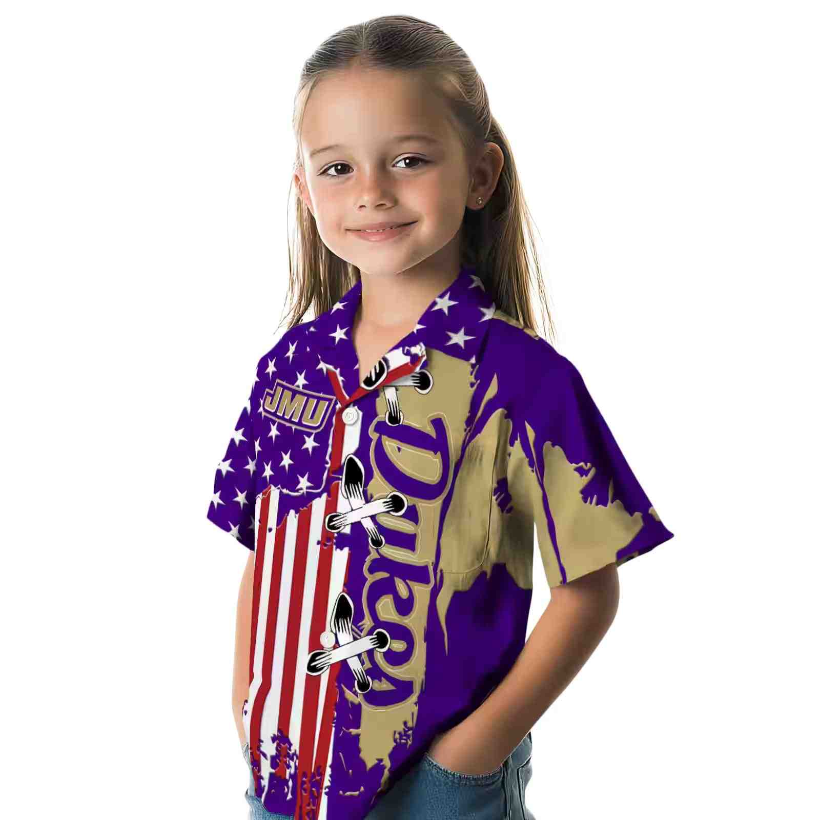 james madison dukes stitched flag purple hawaiian shirt premium grade