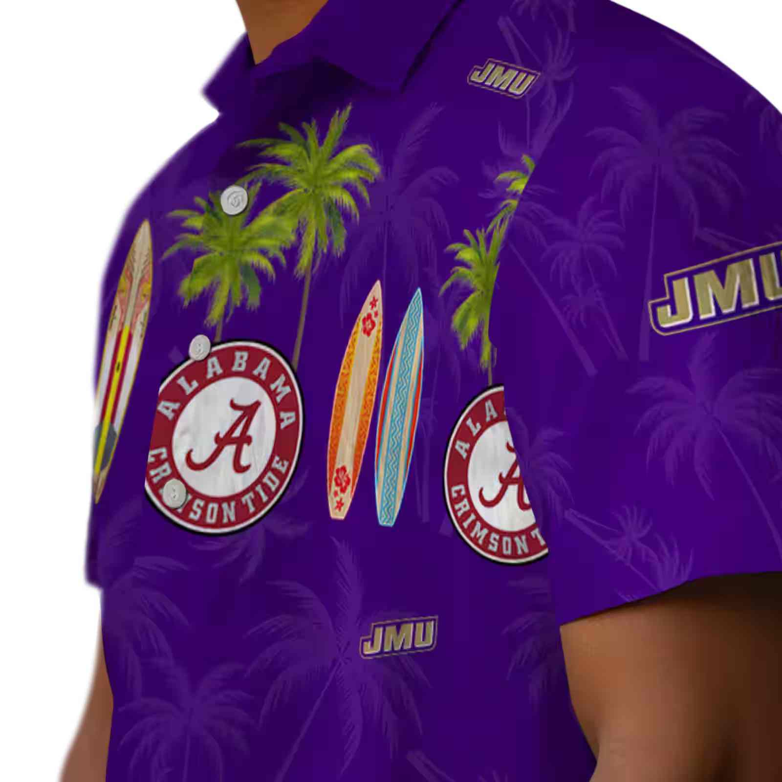 james madison dukes surfboard palm purple hawaiian shirt trendy