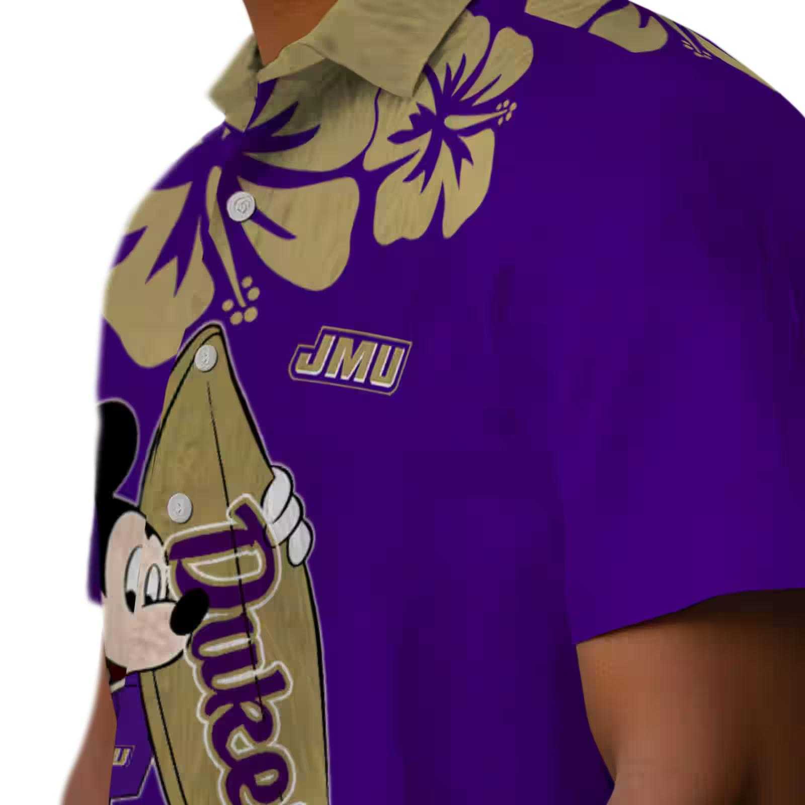 james madison dukes surfing mickey purple hawaiian shirt trendy