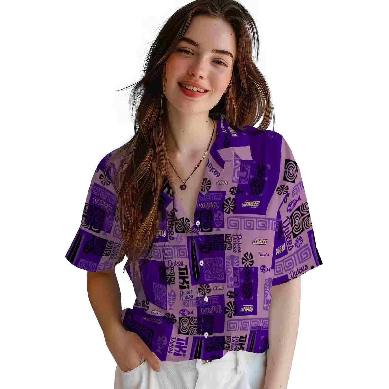 james madison dukes tribal symbols purple hawaiian shirt latest model