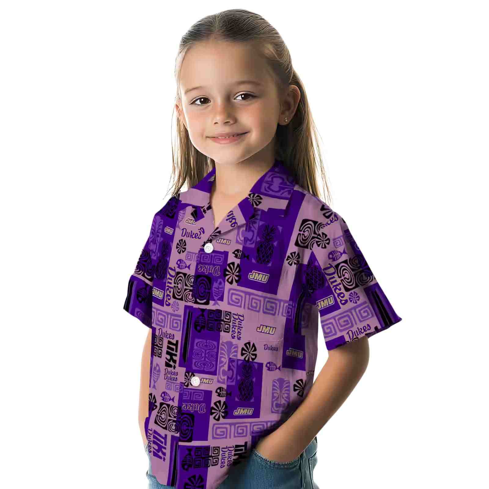 james madison dukes tribal symbols purple hawaiian shirt premium grade