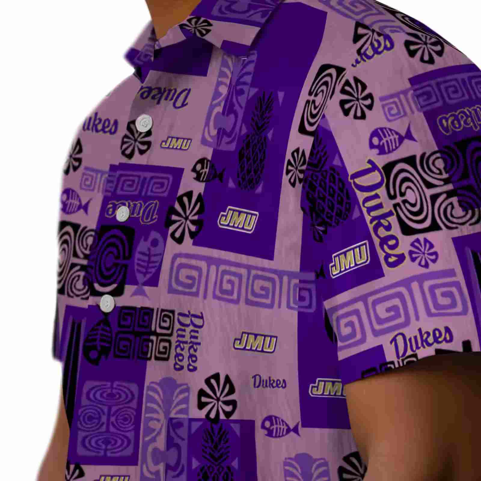 james madison dukes tribal symbols purple hawaiian shirt trendy