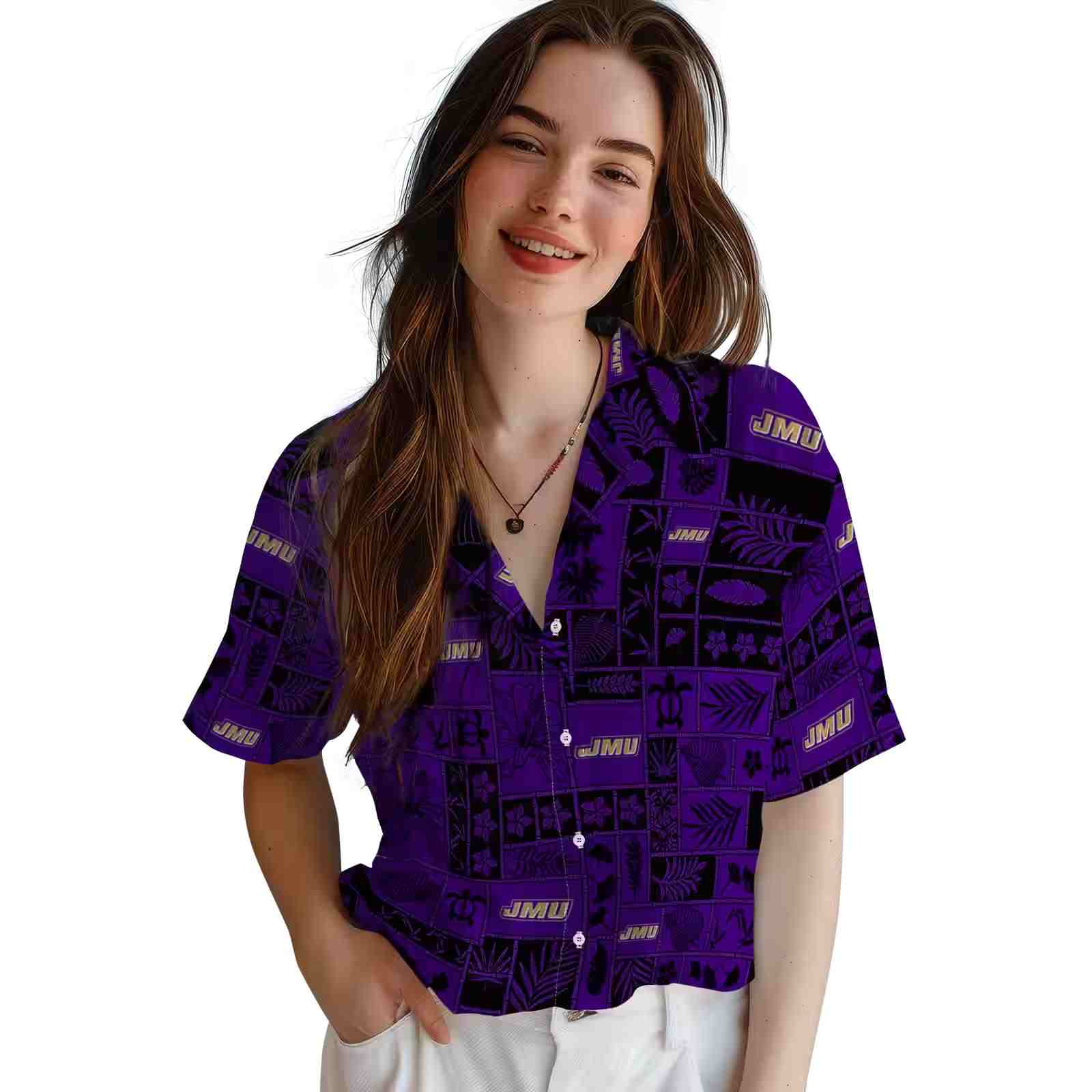 james madison dukes tropical patchwork purple black hawaiian shirt latest model