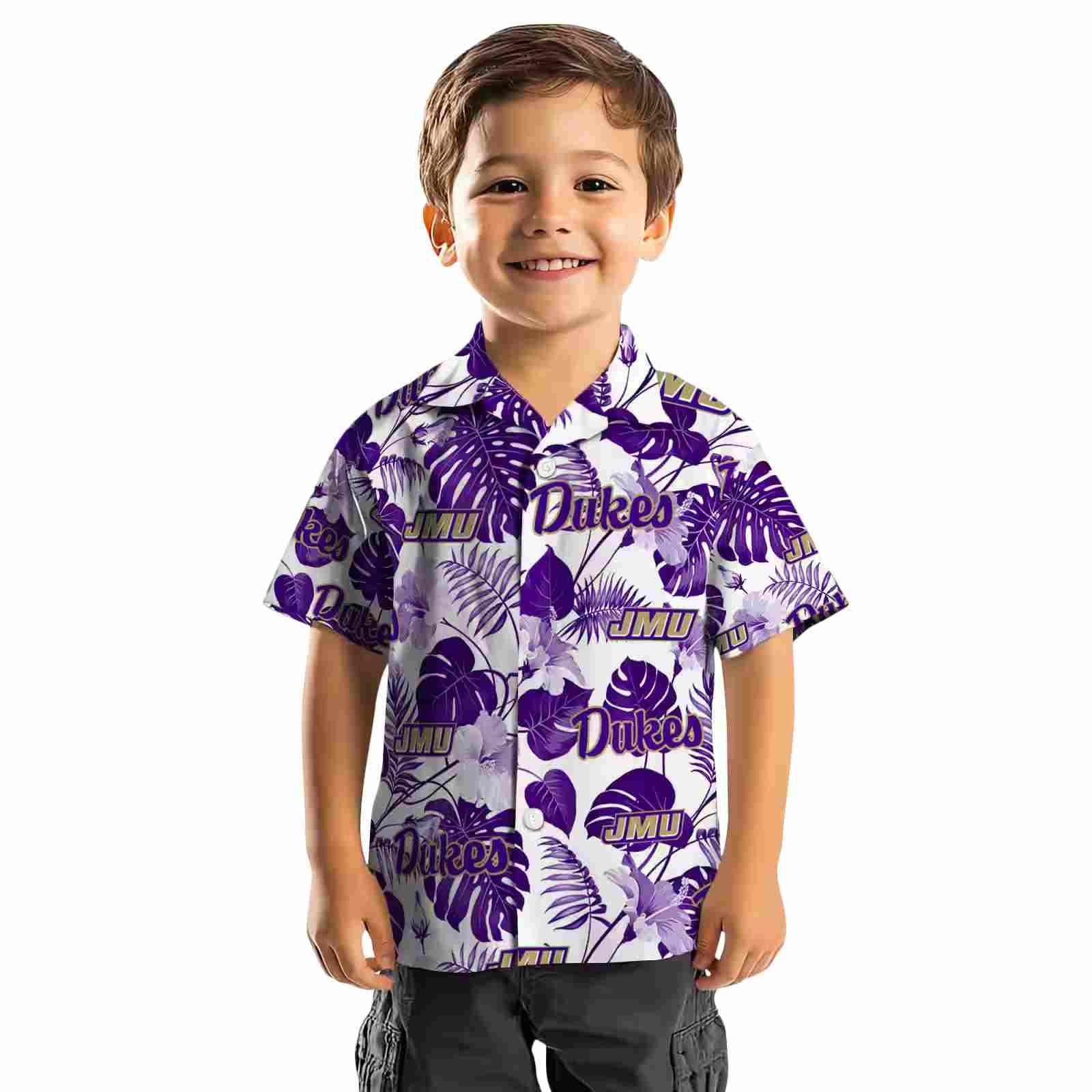 james madison dukes tropical plants purple white hawaiian shirt top rated