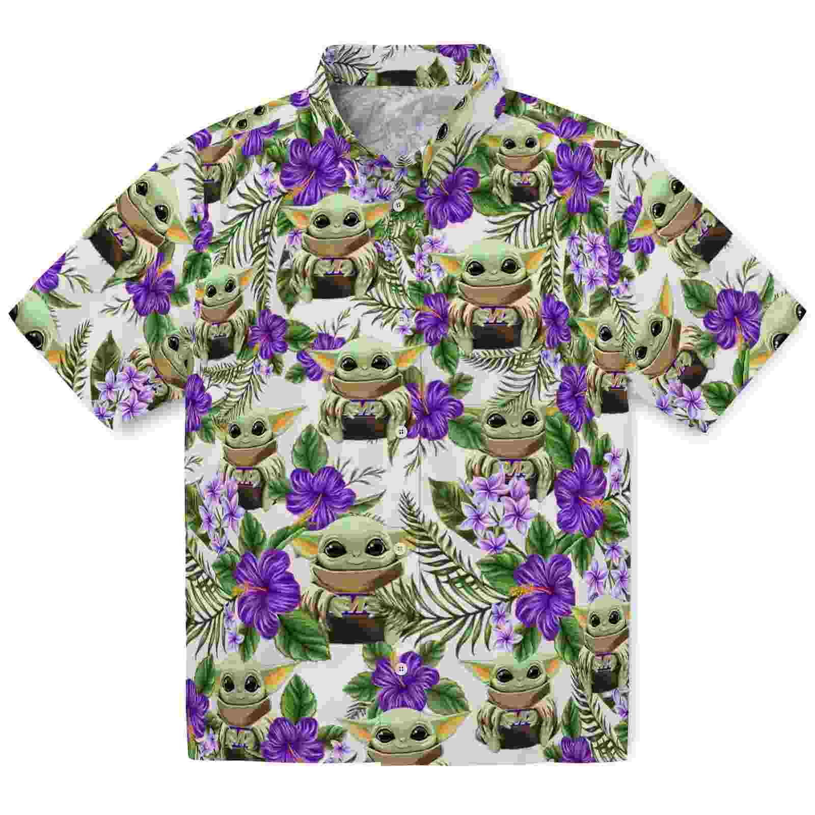 James Madison Dukes Tropical Yoda Green Hawaiian Shirt