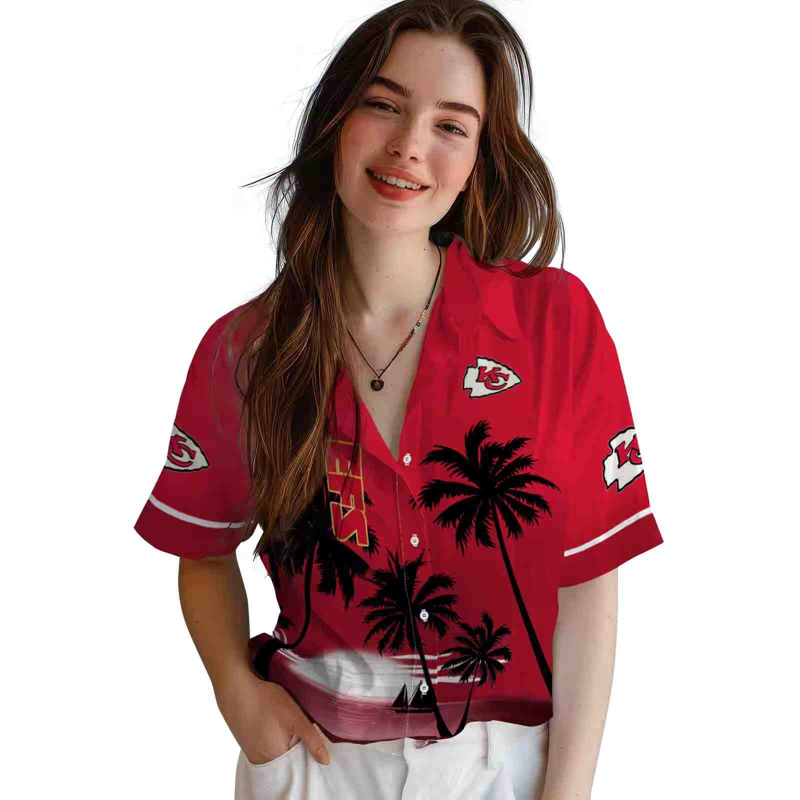 kansas city chiefs beach sunset red black hawaiian shirt latest model