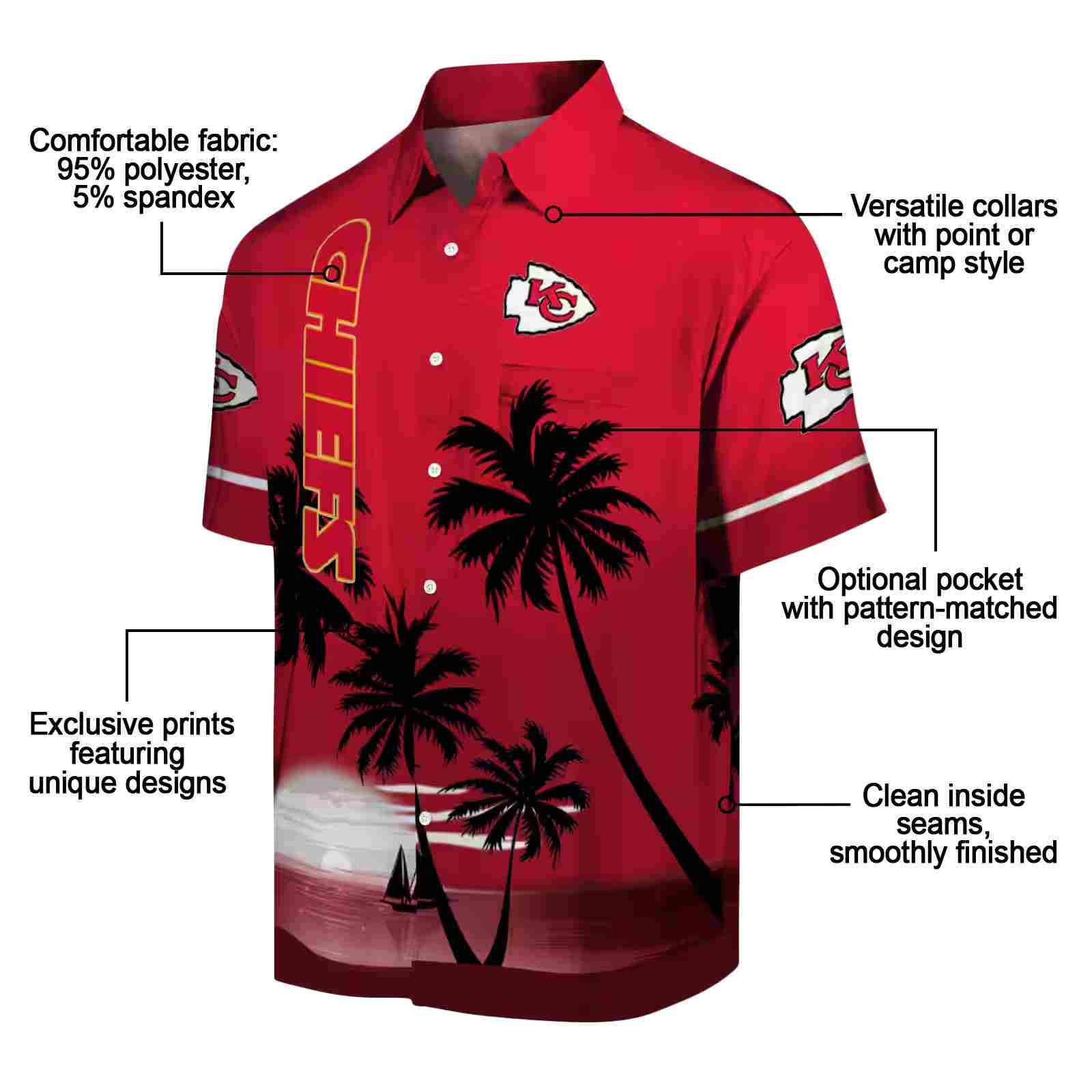 kansas city chiefs beach sunset red black hawaiian shirt new arrival