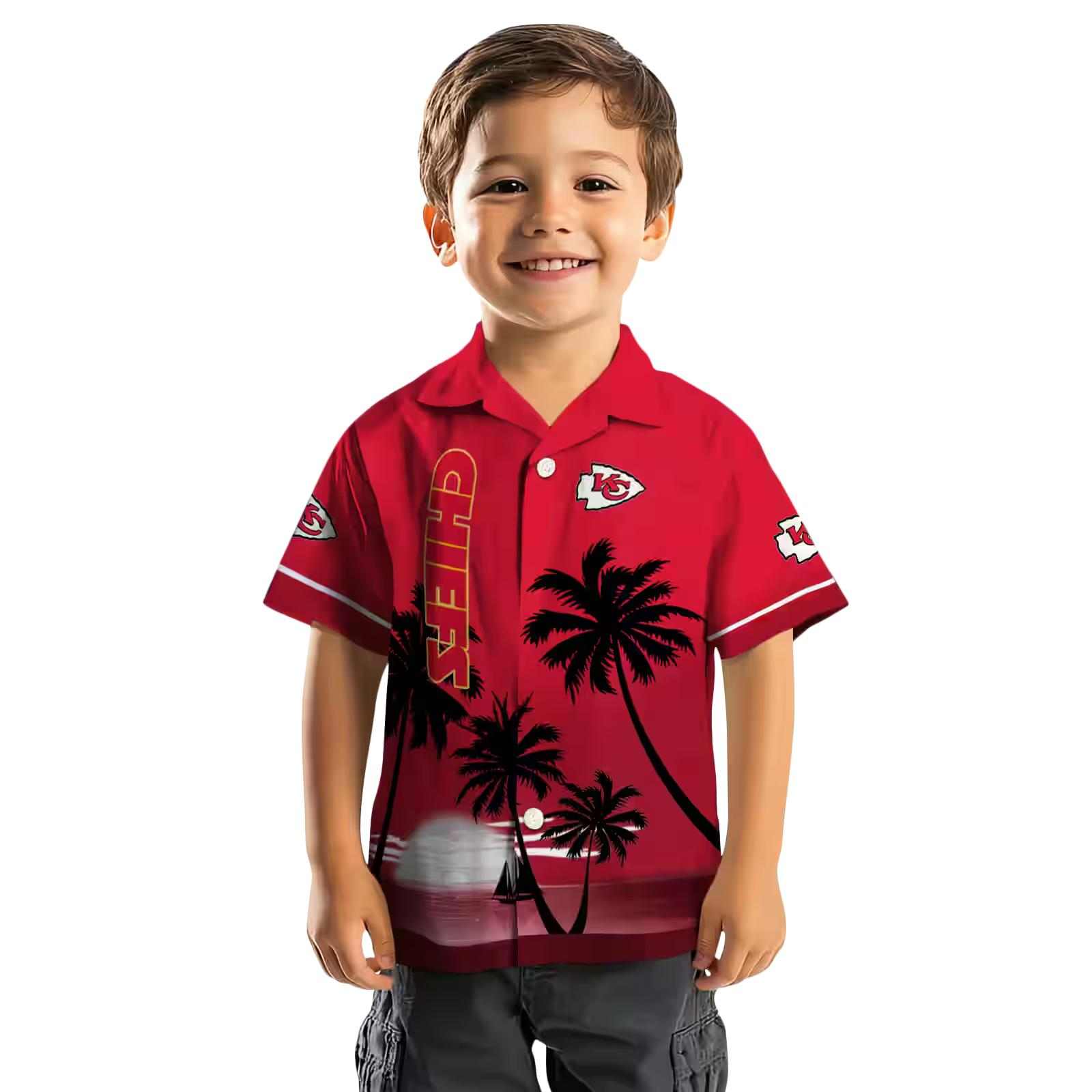 kansas city chiefs beach sunset red black hawaiian shirt top rated