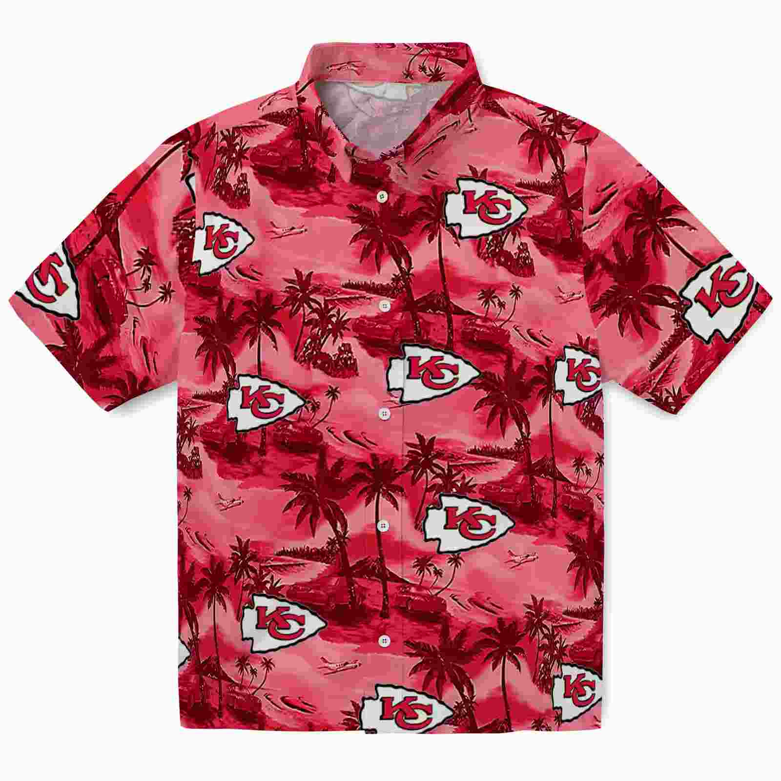 Kansas City Chiefs Coastal Palms Red Hawaiian Shirt