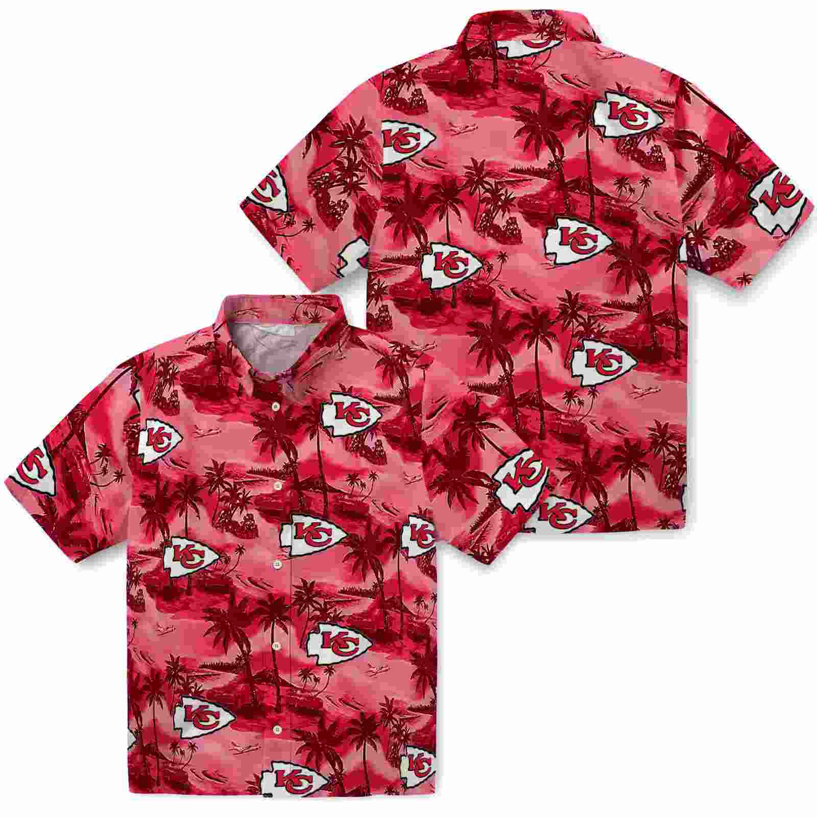 kansas city chiefs coastal palms red hawaiian shirt high quality