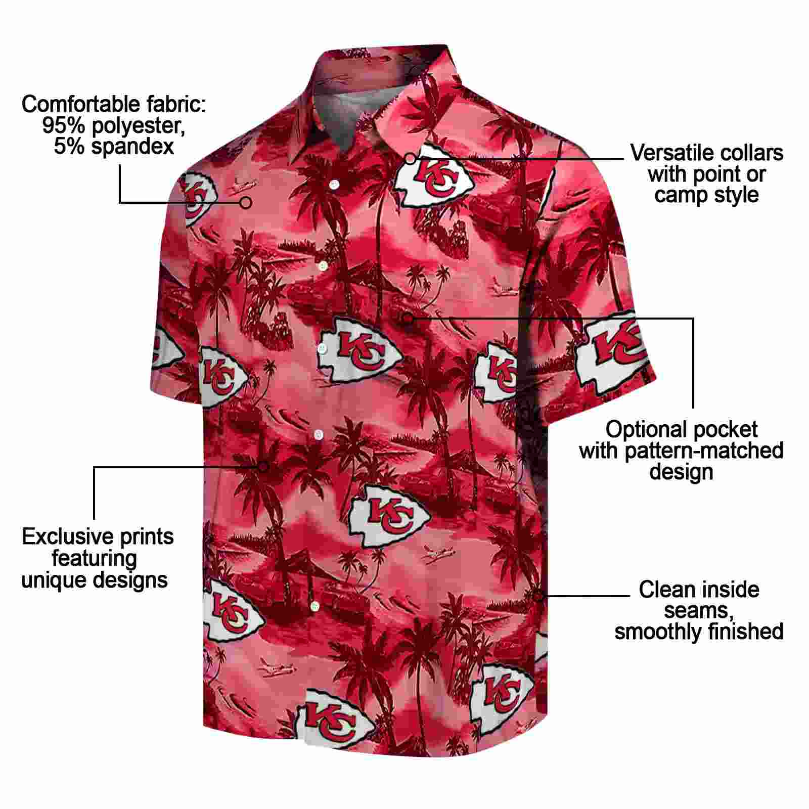 kansas city chiefs coastal palms red hawaiian shirt new arrival