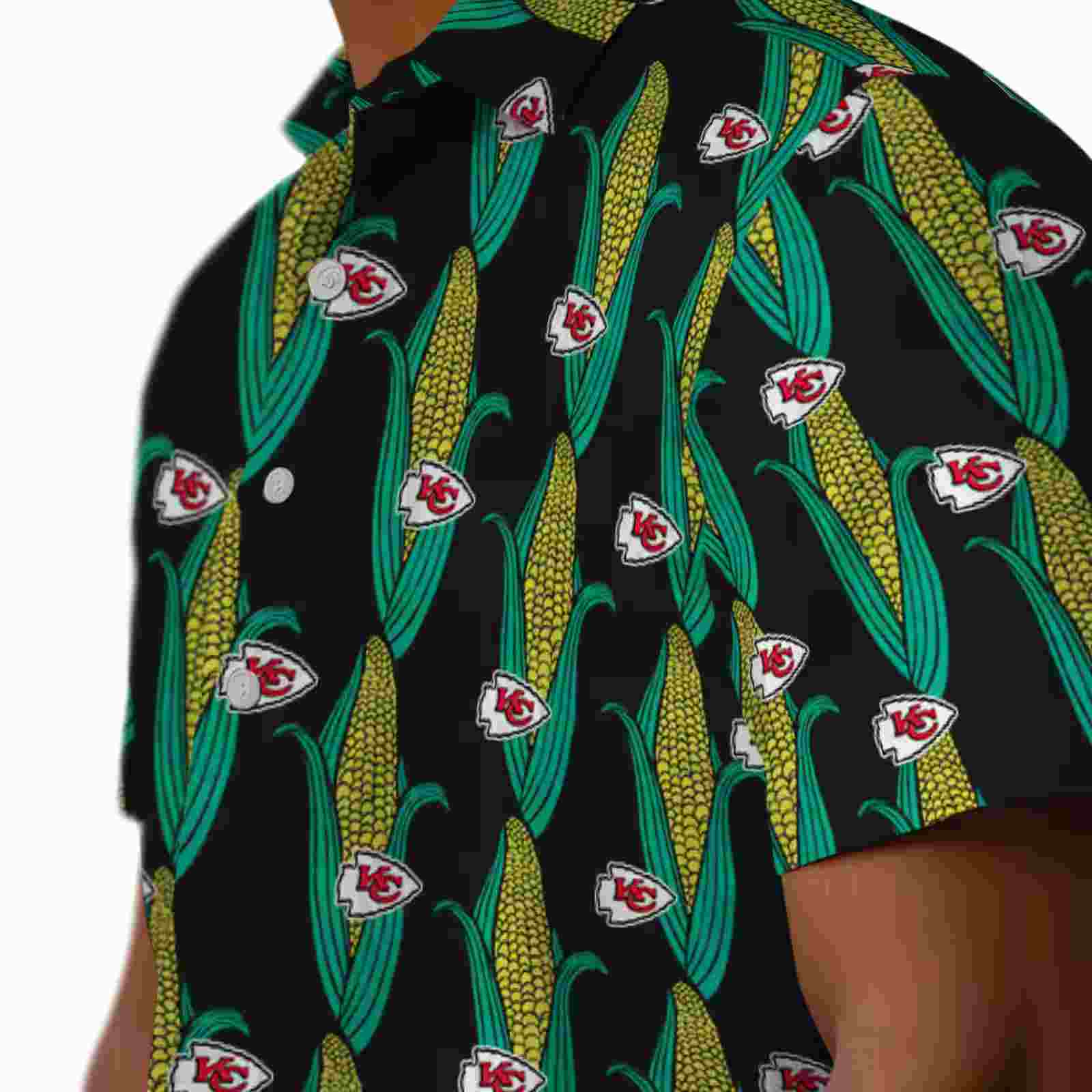 kansas city chiefs corn motifs black green hawaiian shirt trendy