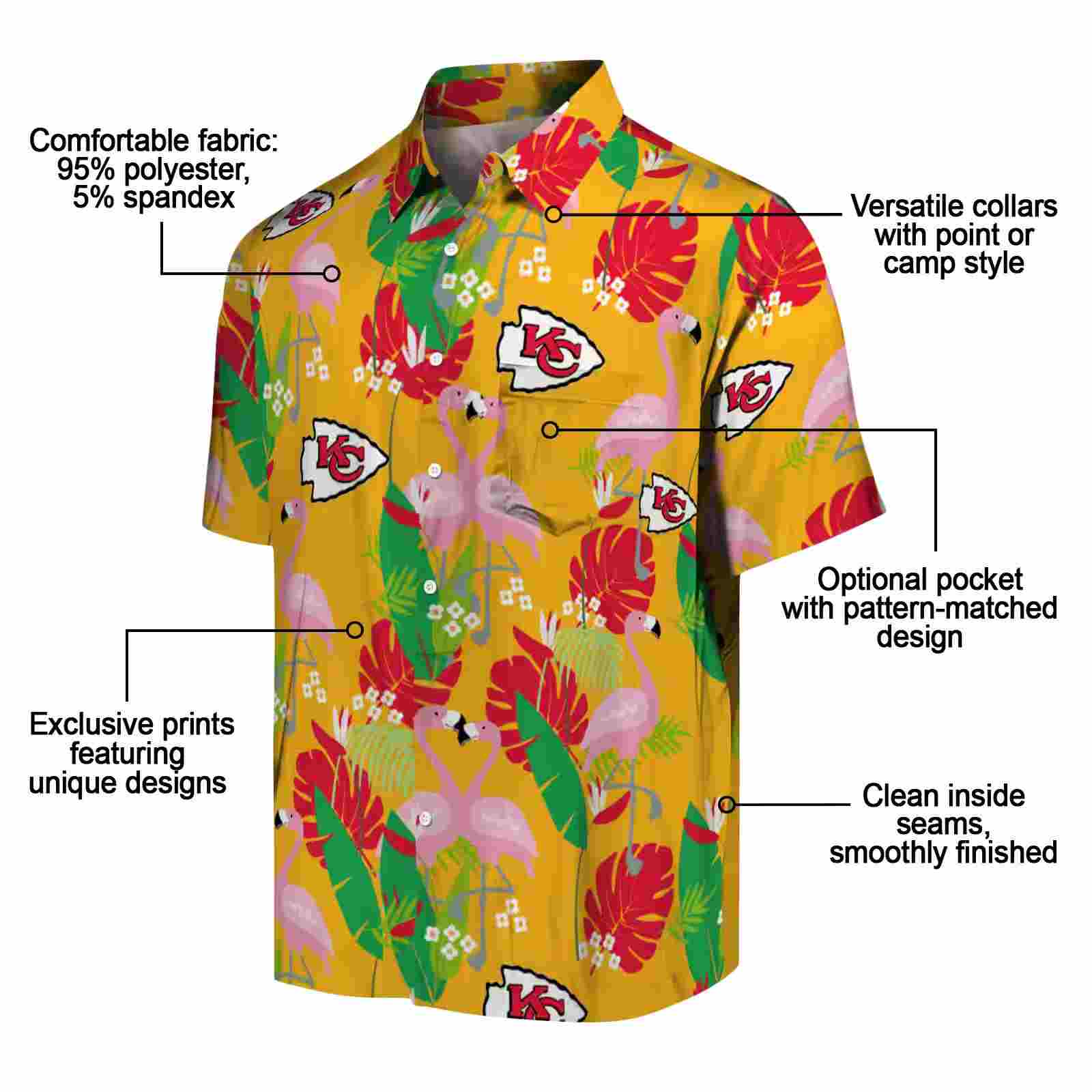 kansas city chiefs flamingo foliage red green hawaiian shirt new arrival