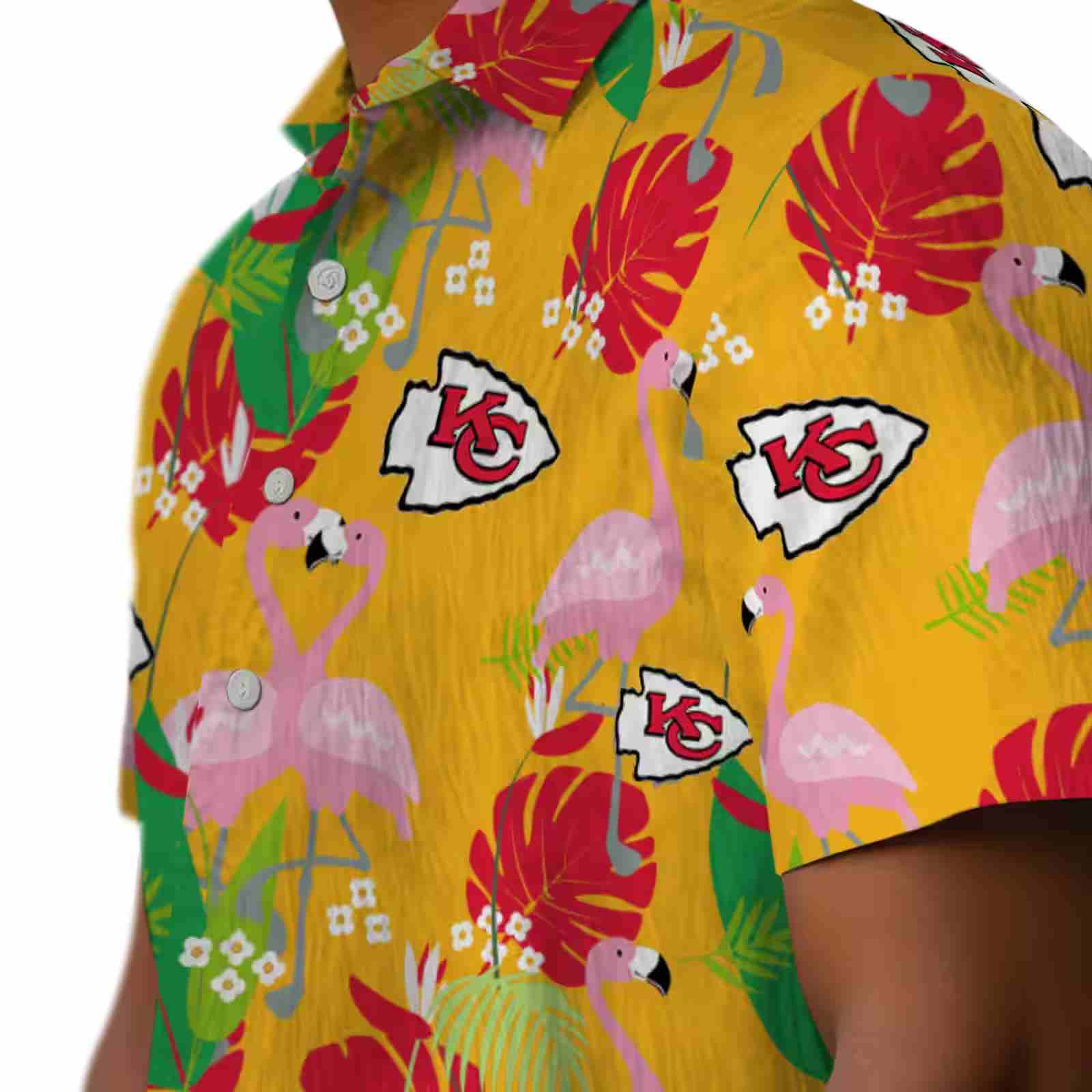 kansas city chiefs flamingo foliage red green hawaiian shirt trendy