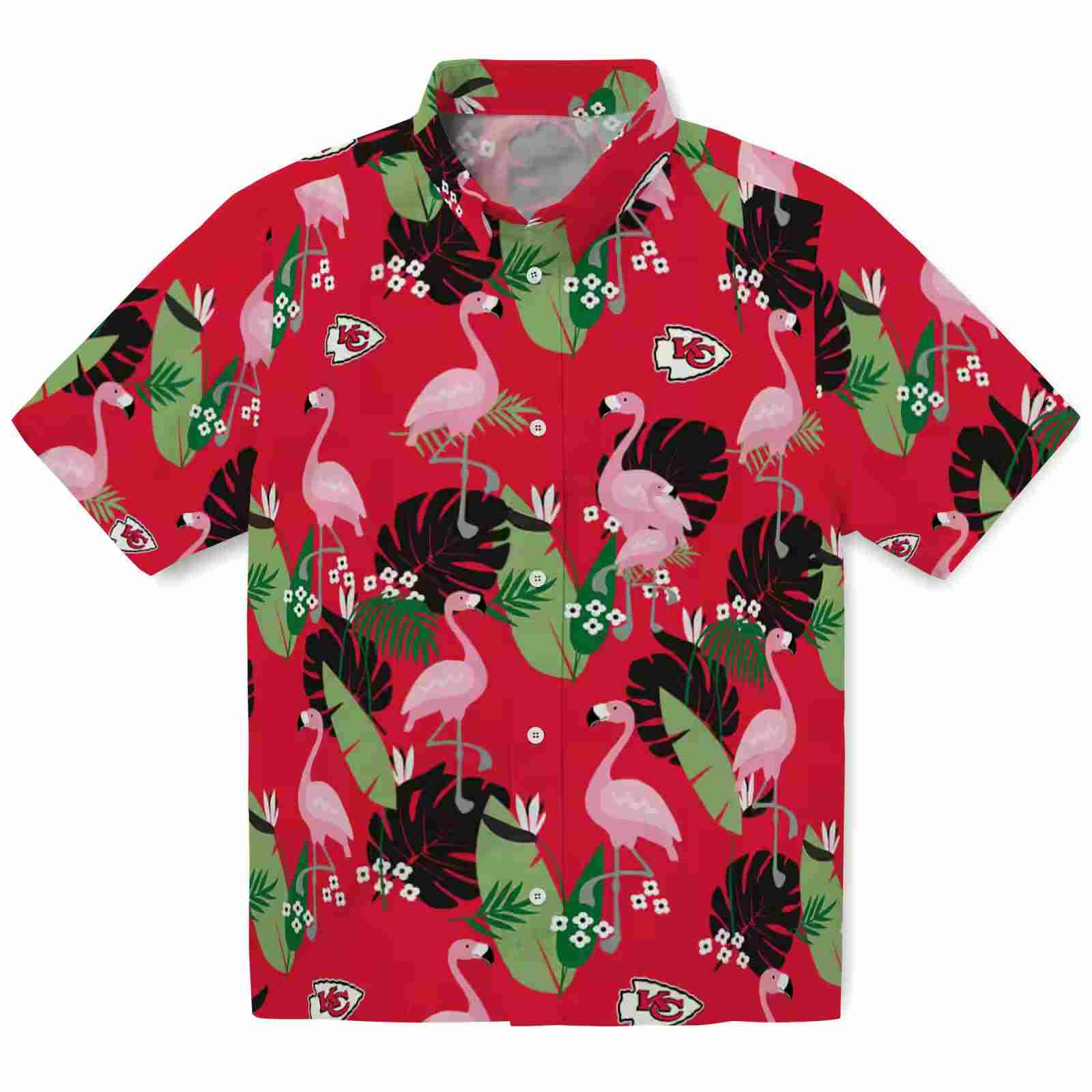 Kansas City Chiefs Flamingo Leaf Motif Red Hawaiian Shirt