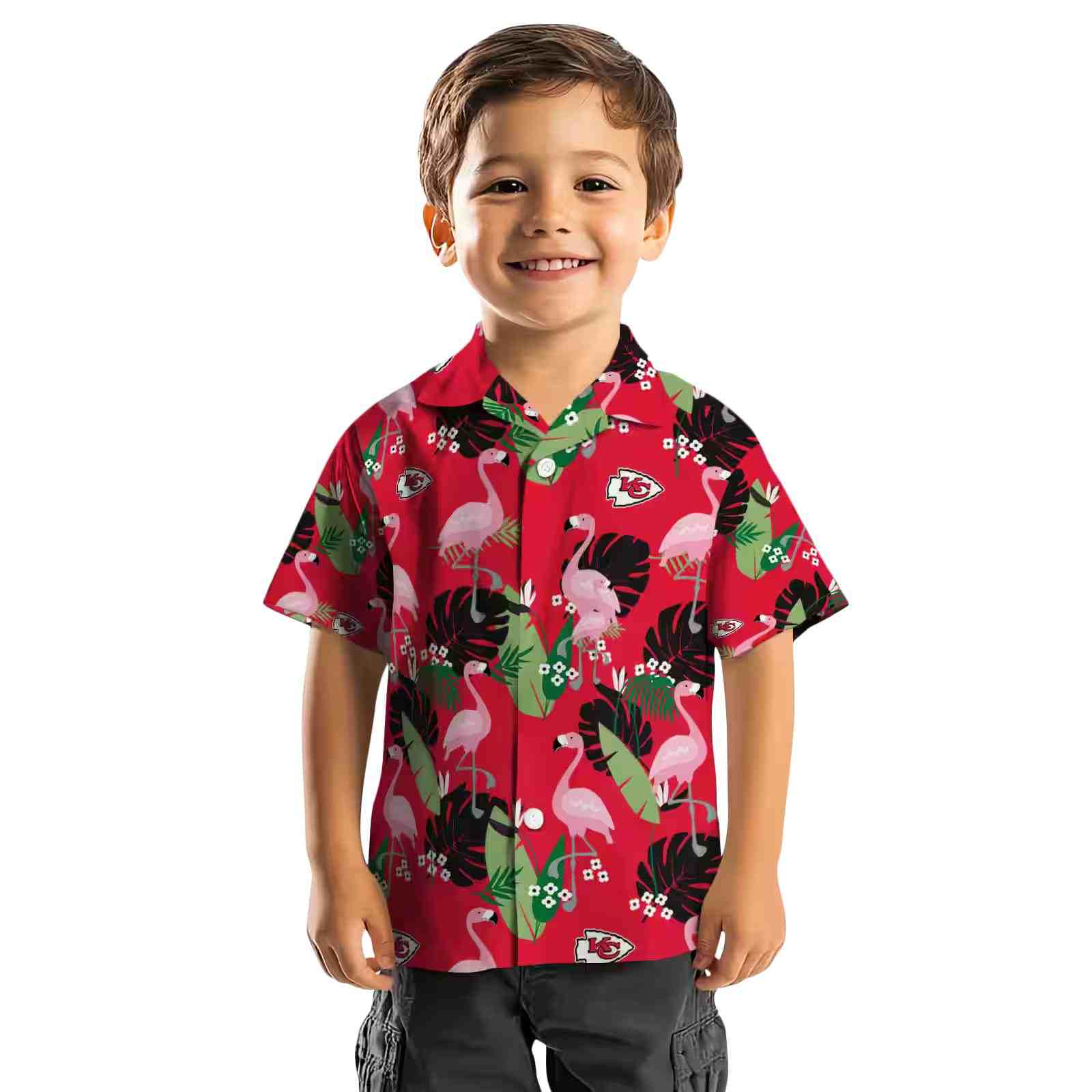 kansas city chiefs flamingo leaf motif red hawaiian shirt top rated