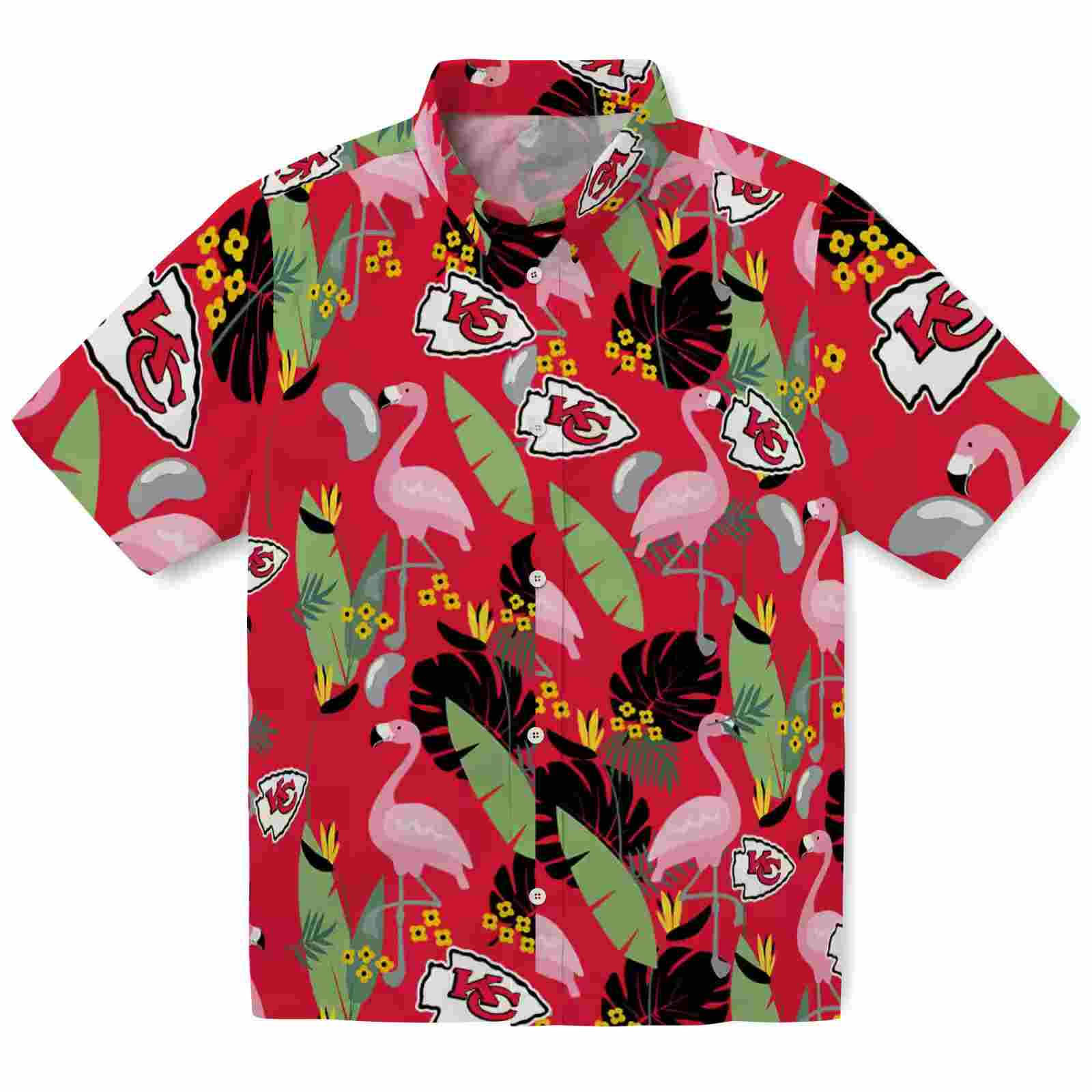 Kansas City Chiefs Flamingo Leaves Red Hawaiian Shirt