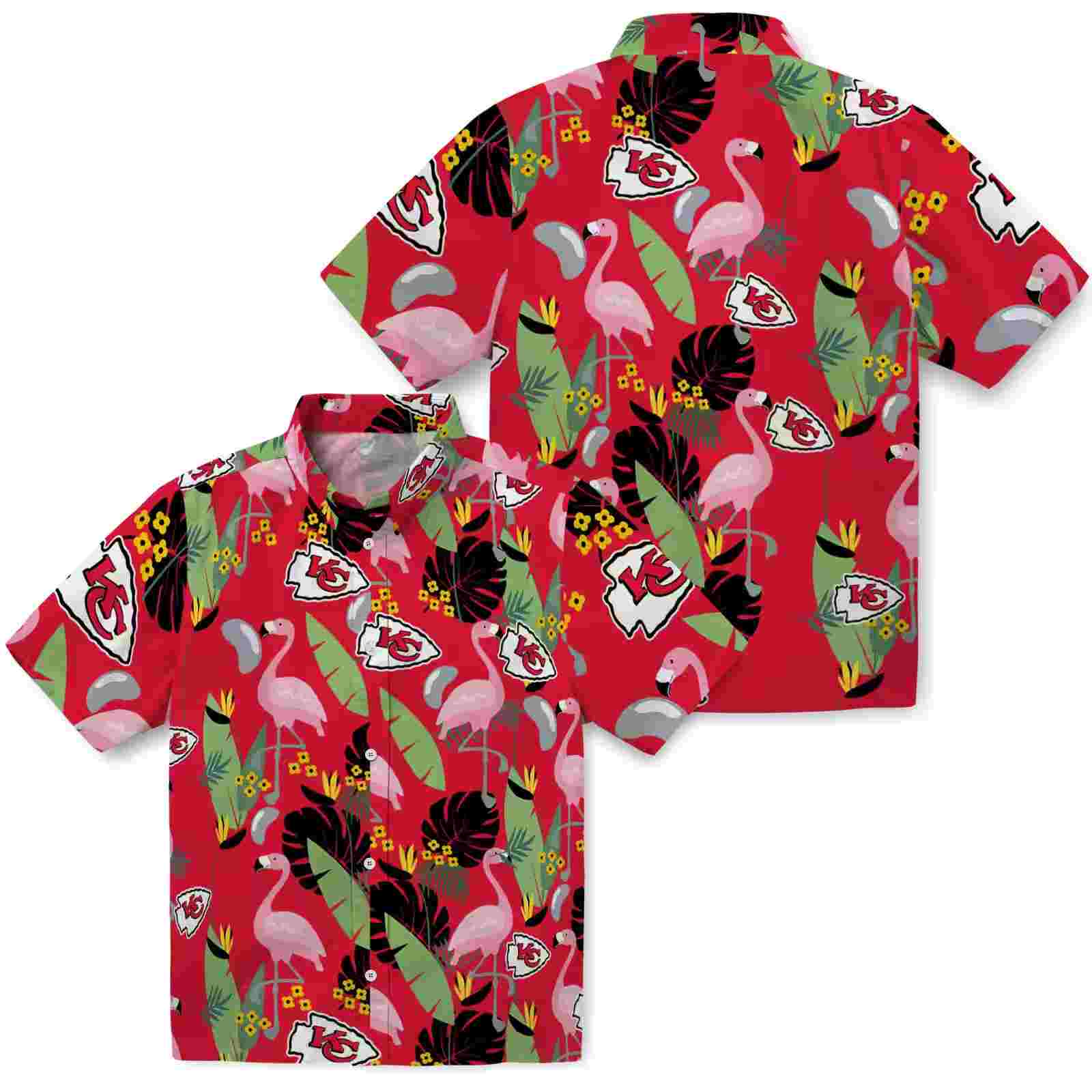 kansas city chiefs flamingo leaves red hawaiian shirt high quality