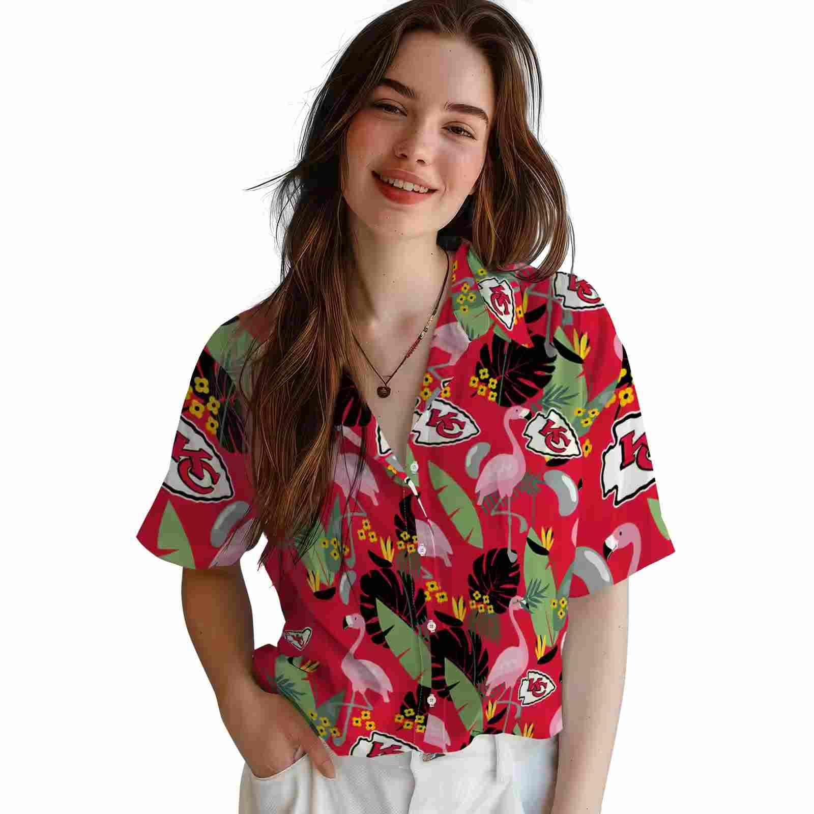 kansas city chiefs flamingo leaves red hawaiian shirt latest model