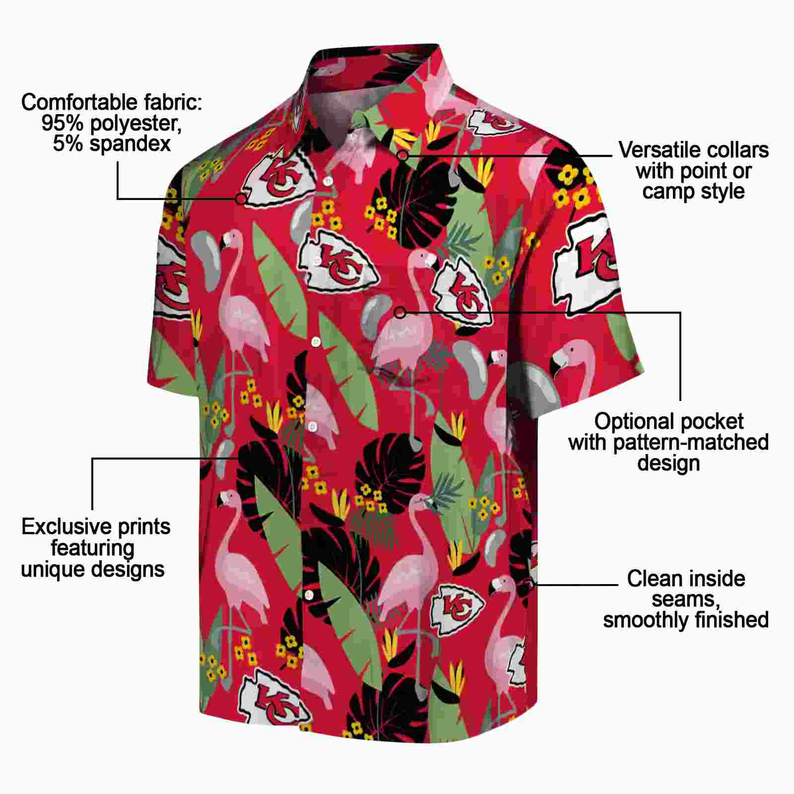 kansas city chiefs flamingo leaves red hawaiian shirt new arrival