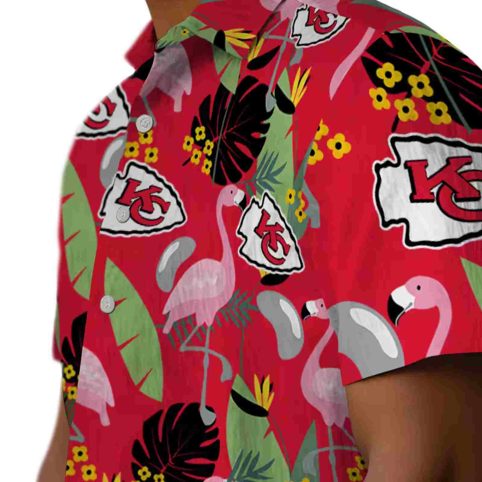 kansas city chiefs flamingo leaves red hawaiian shirt trendy