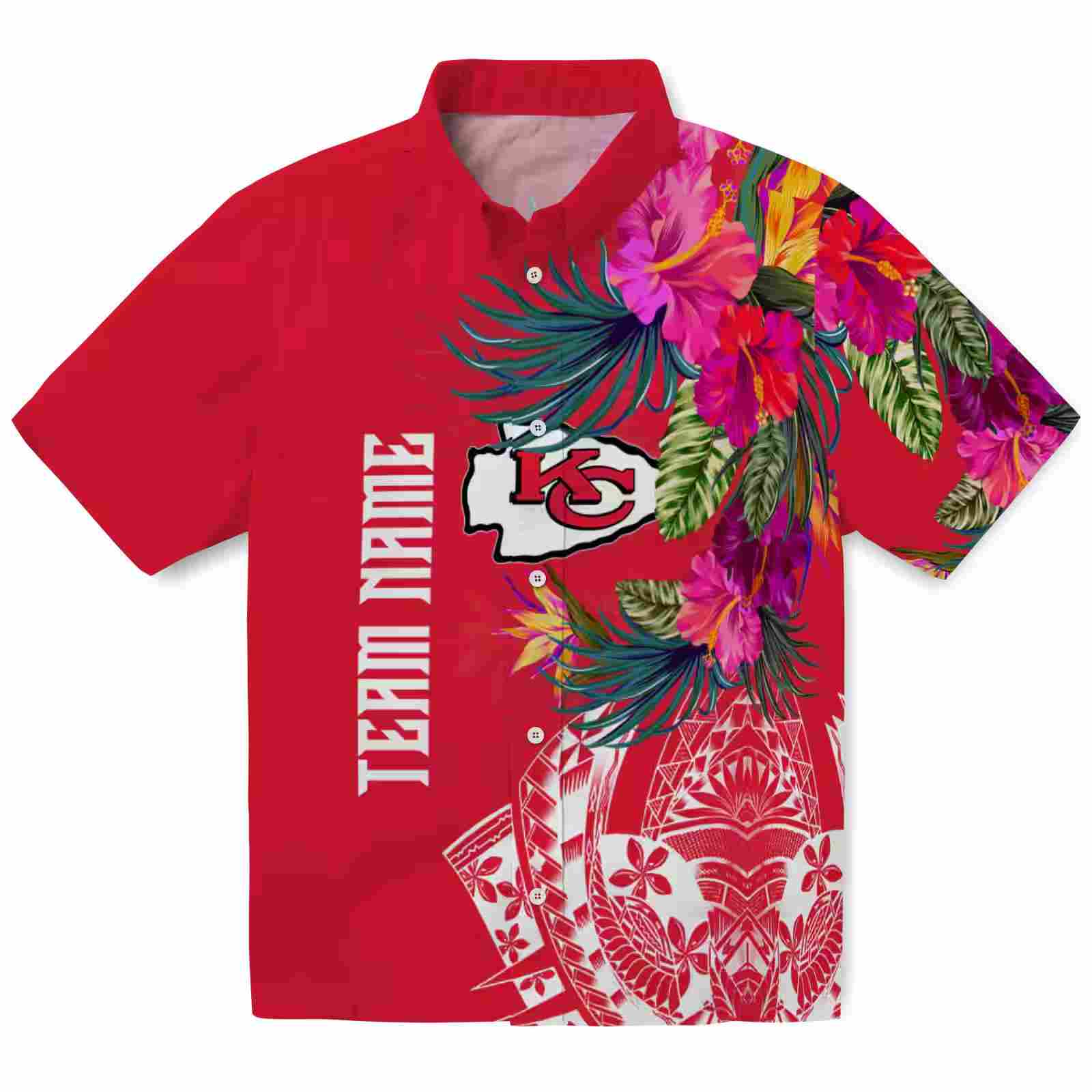 Kansas City Chiefs Floral Polynesian Red Hawaiian Shirt