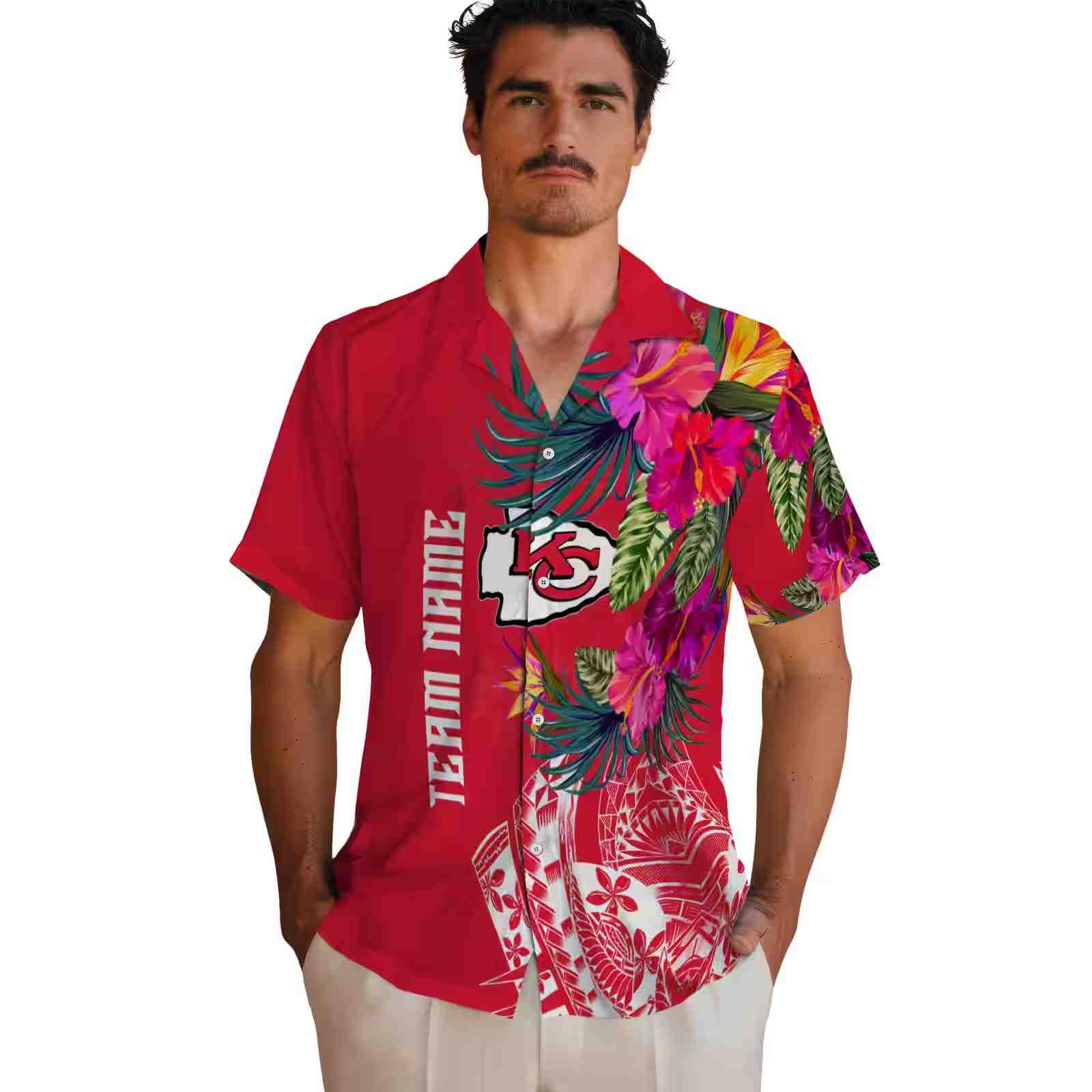 kansas city chiefs floral polynesian red hawaiian shirt fashion forward