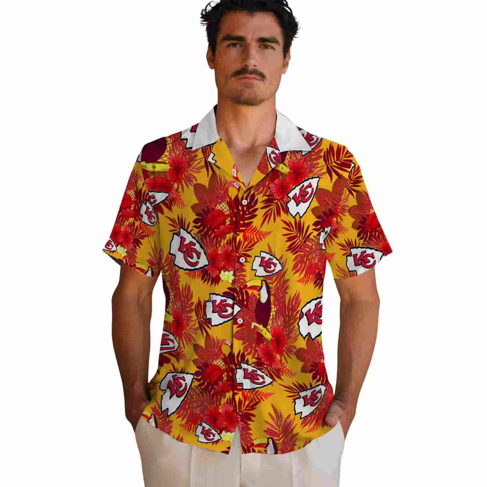 kansas city chiefs floral toucan red hawaiian shirt fashion forward