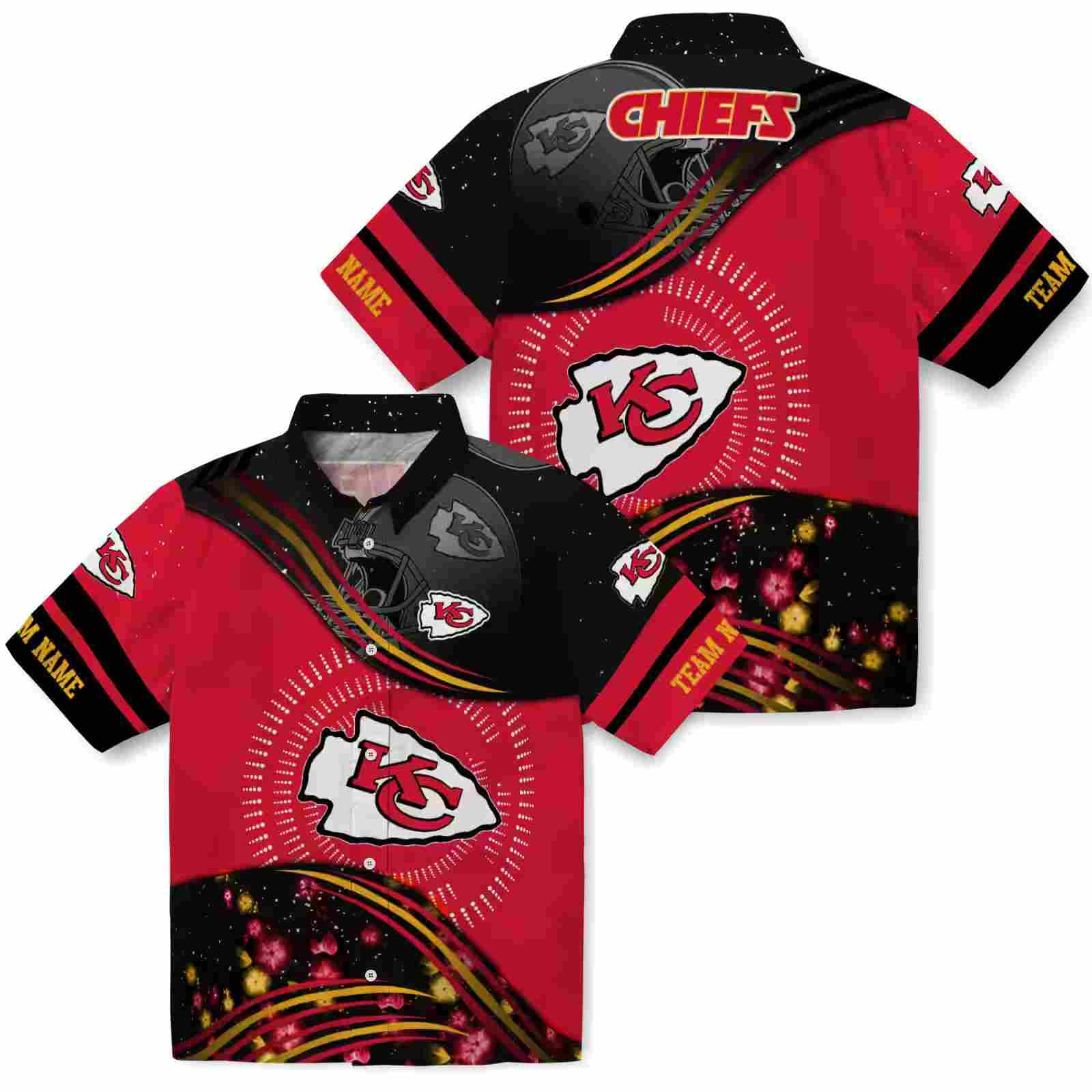 kansas city chiefs football wave red black hawaiian shirt high quality