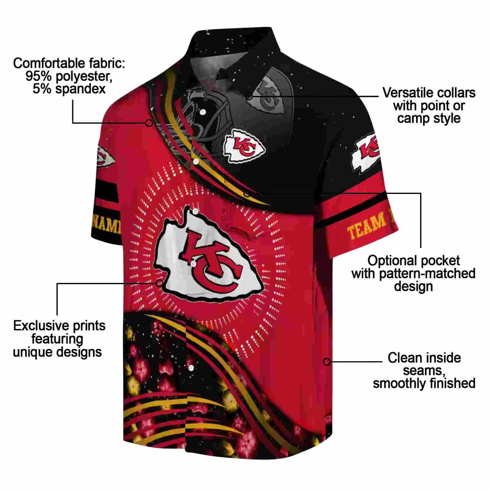 kansas city chiefs football wave red black hawaiian shirt new arrival