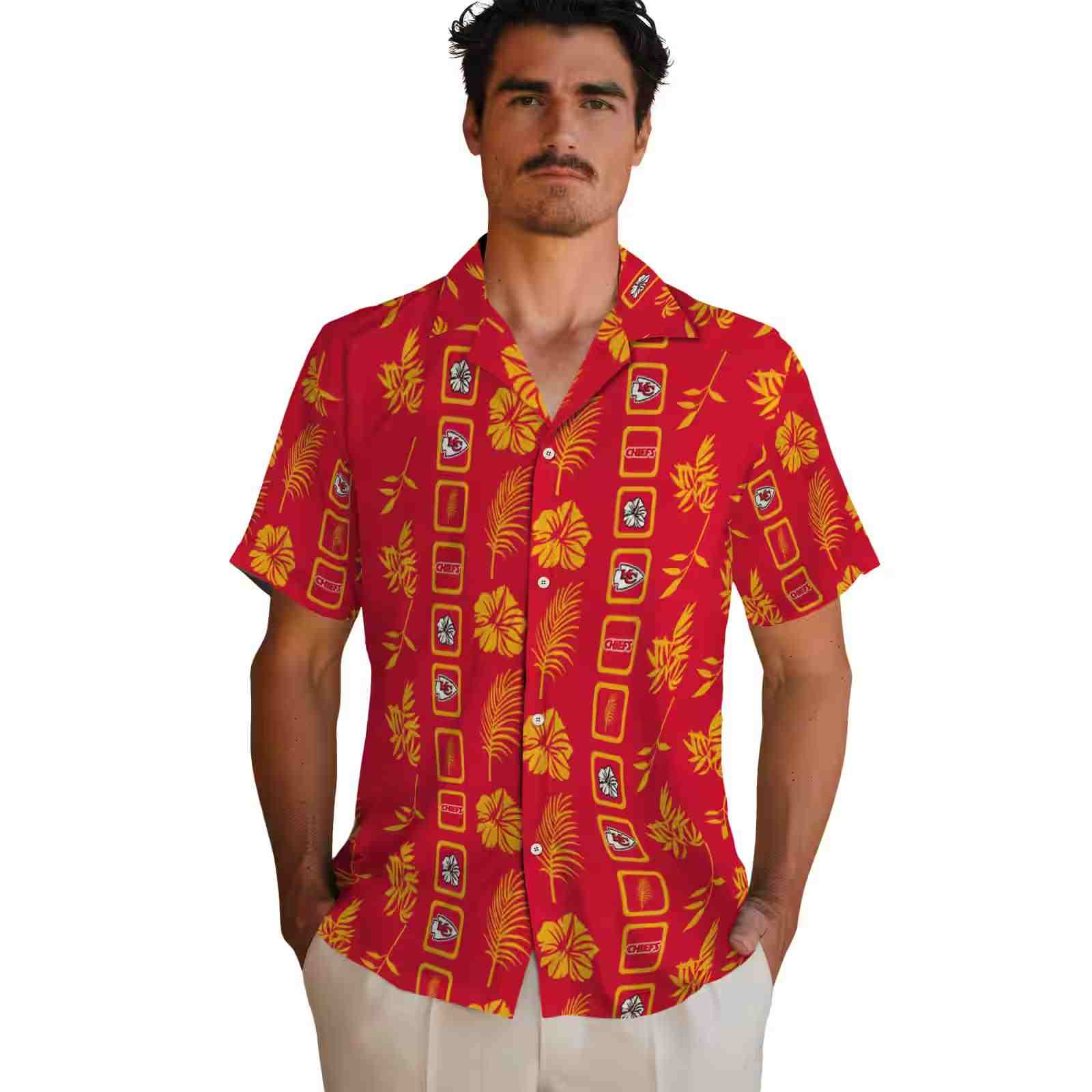 kansas city chiefs framed floral red hawaiian shirt fashion forward