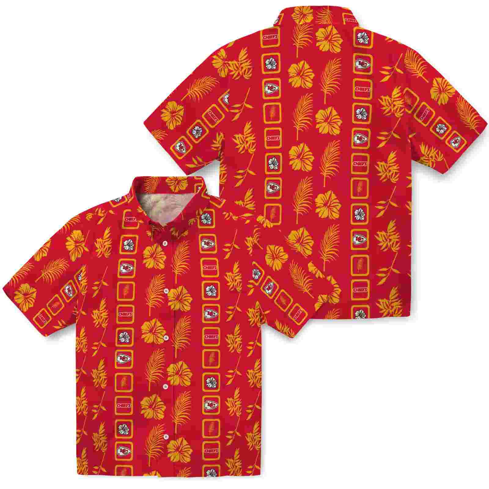 kansas city chiefs framed floral red hawaiian shirt high quality