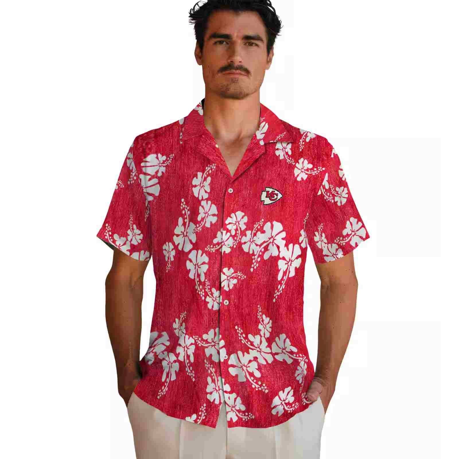 kansas city chiefs hibiscus clusters red hawaiian shirt fashion forward