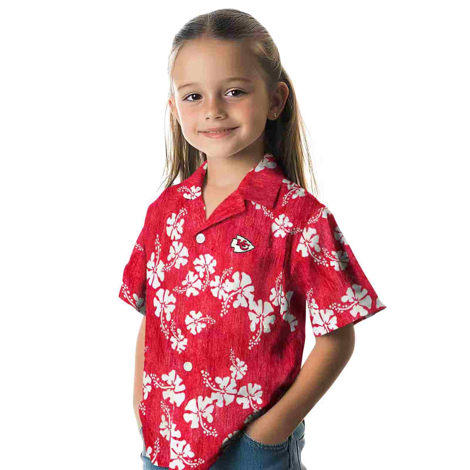 kansas city chiefs hibiscus clusters red hawaiian shirt premium grade