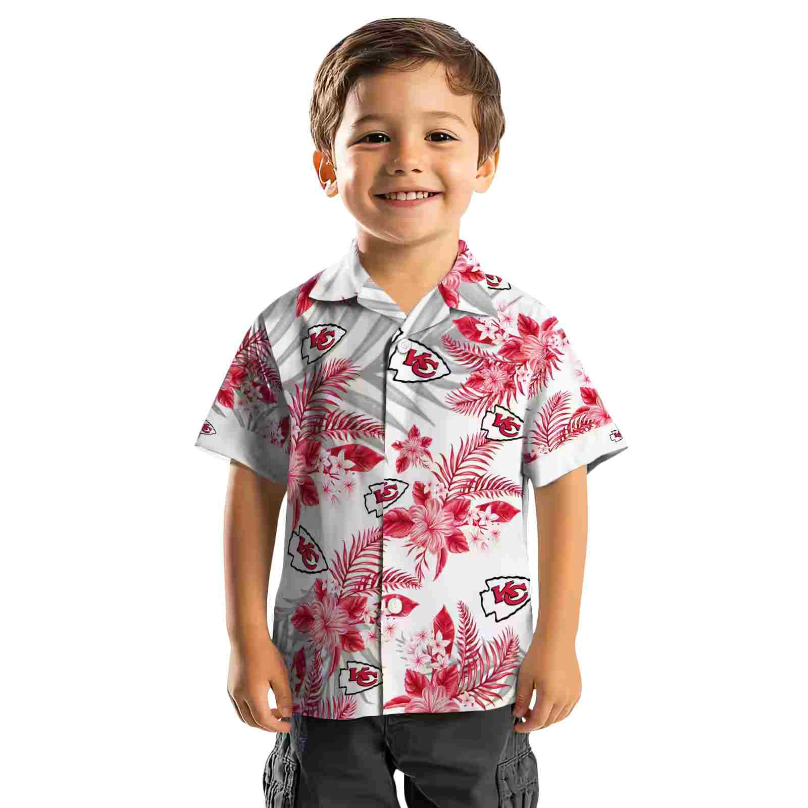 kansas city chiefs hibiscus palm leaves red white hawaiian shirt top rated