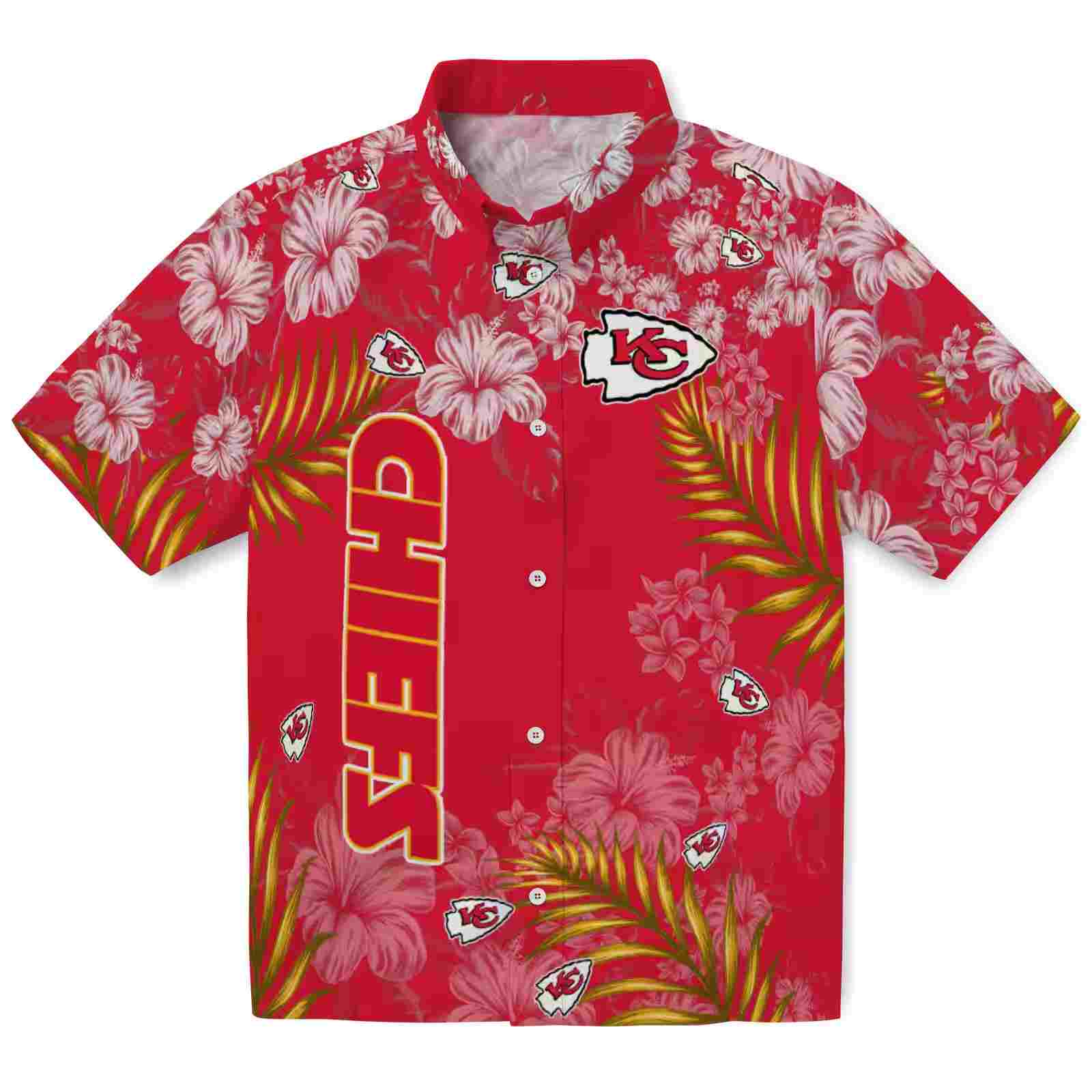 Kansas City Chiefs Hibiscus Print Red Hawaiian Shirt