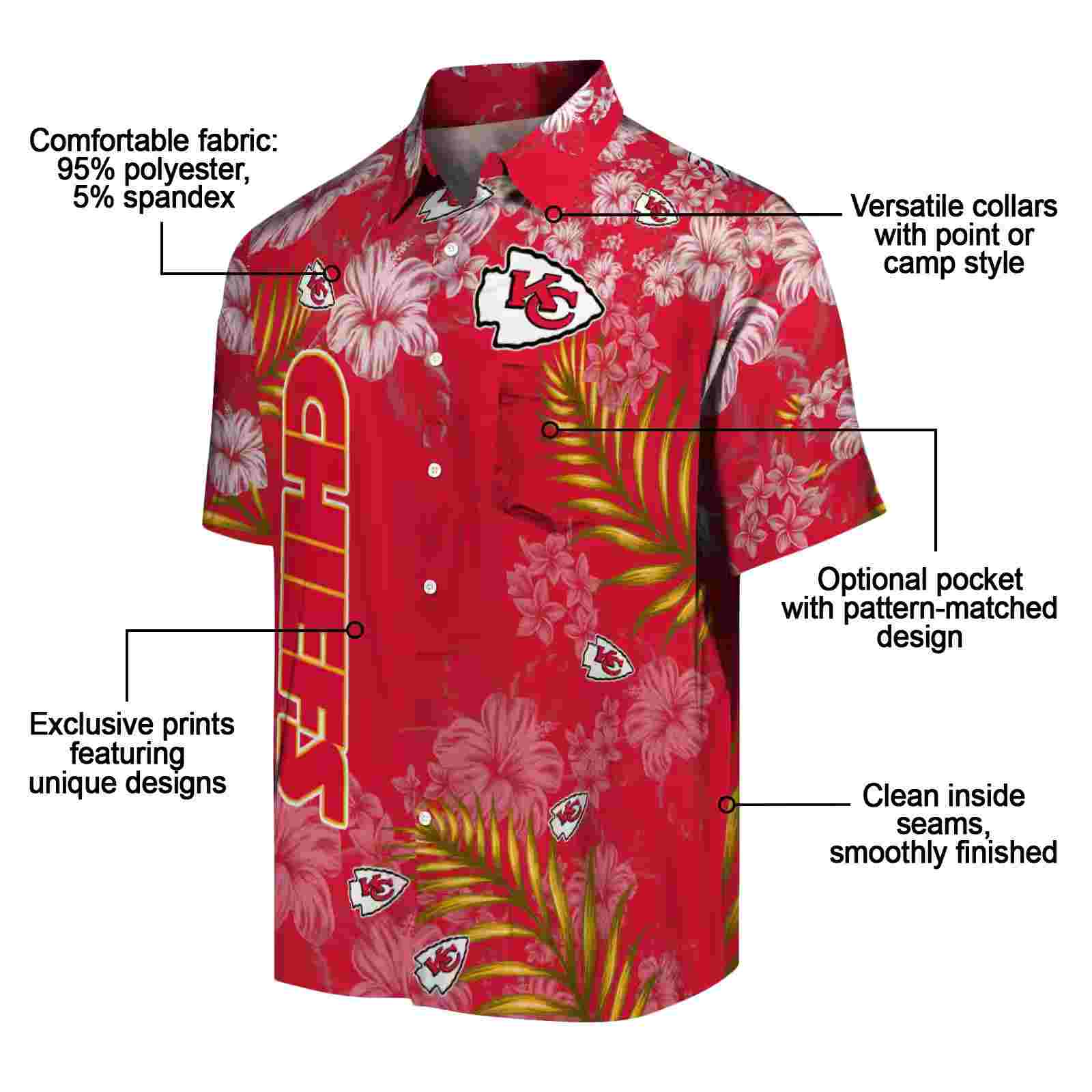 kansas city chiefs hibiscus print red hawaiian shirt new arrival