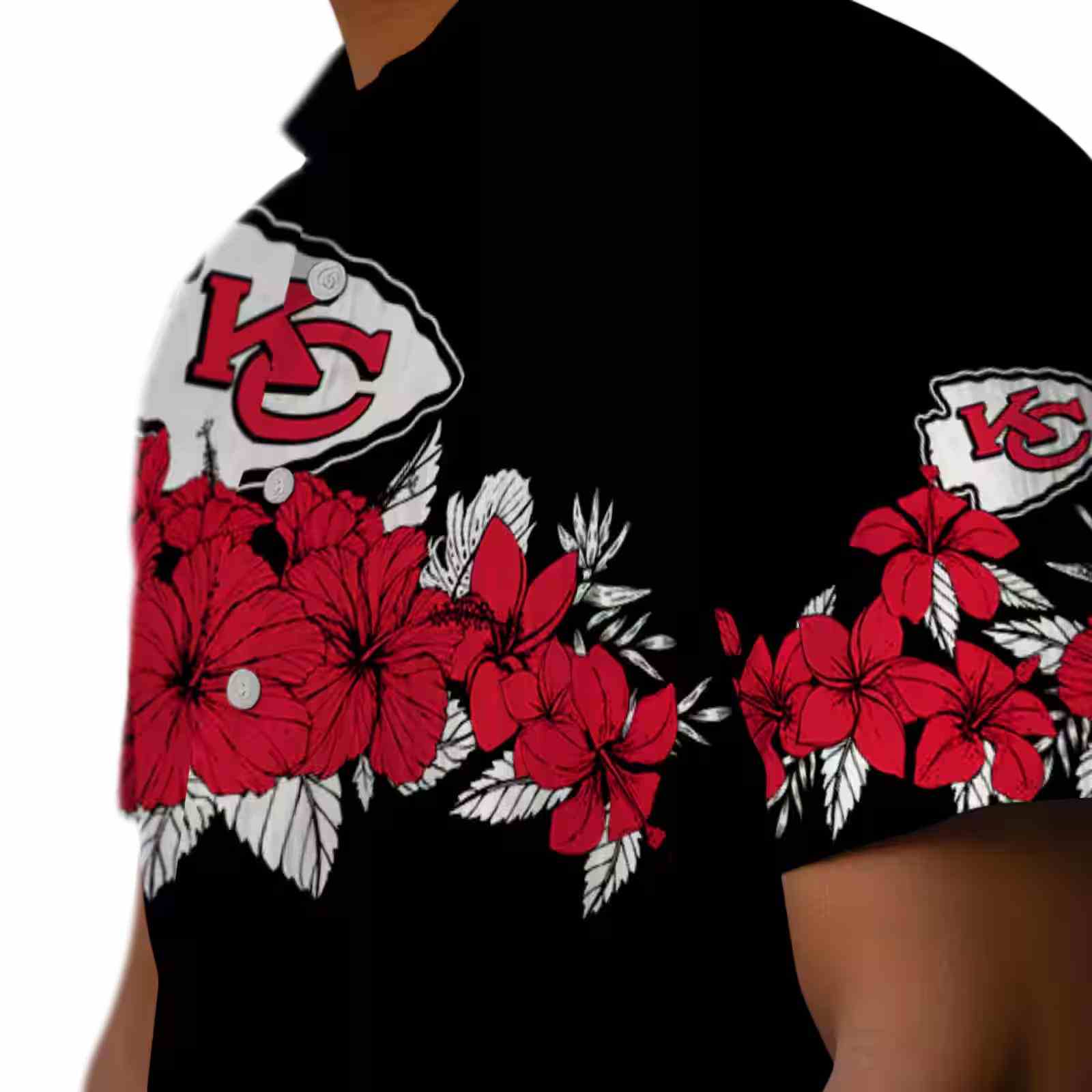 kansas city chiefs hibiscus stripe red black hawaiian shirt trendy