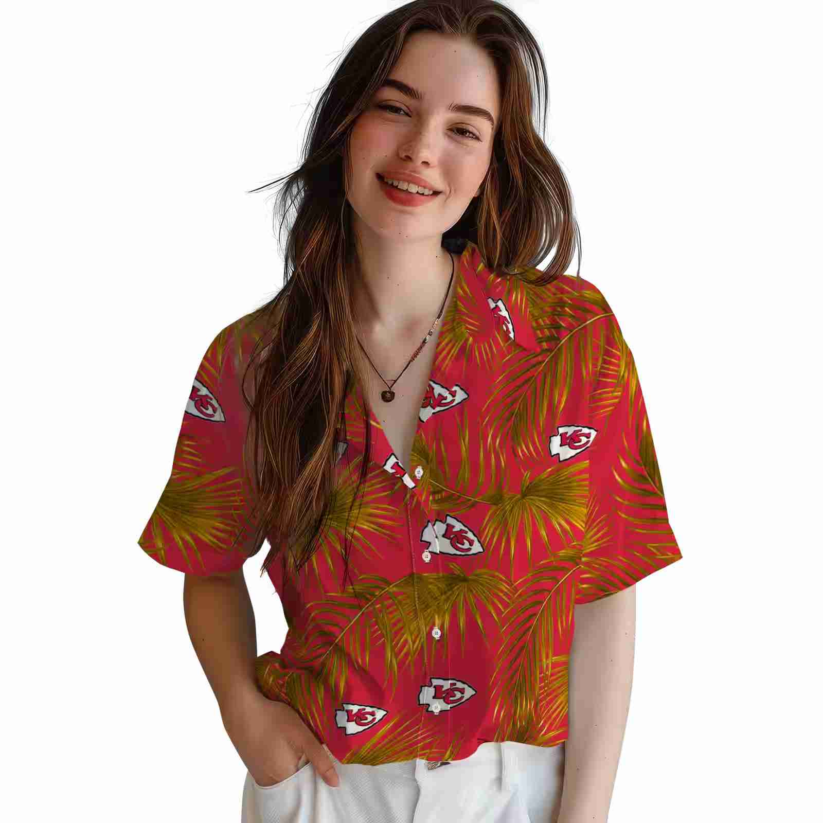 kansas city chiefs leafy palms red hawaiian shirt latest model