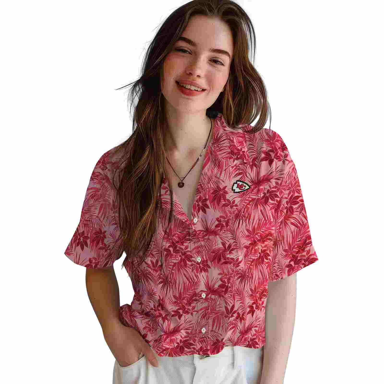 kansas city chiefs leafy pattern red hawaiian shirt latest model