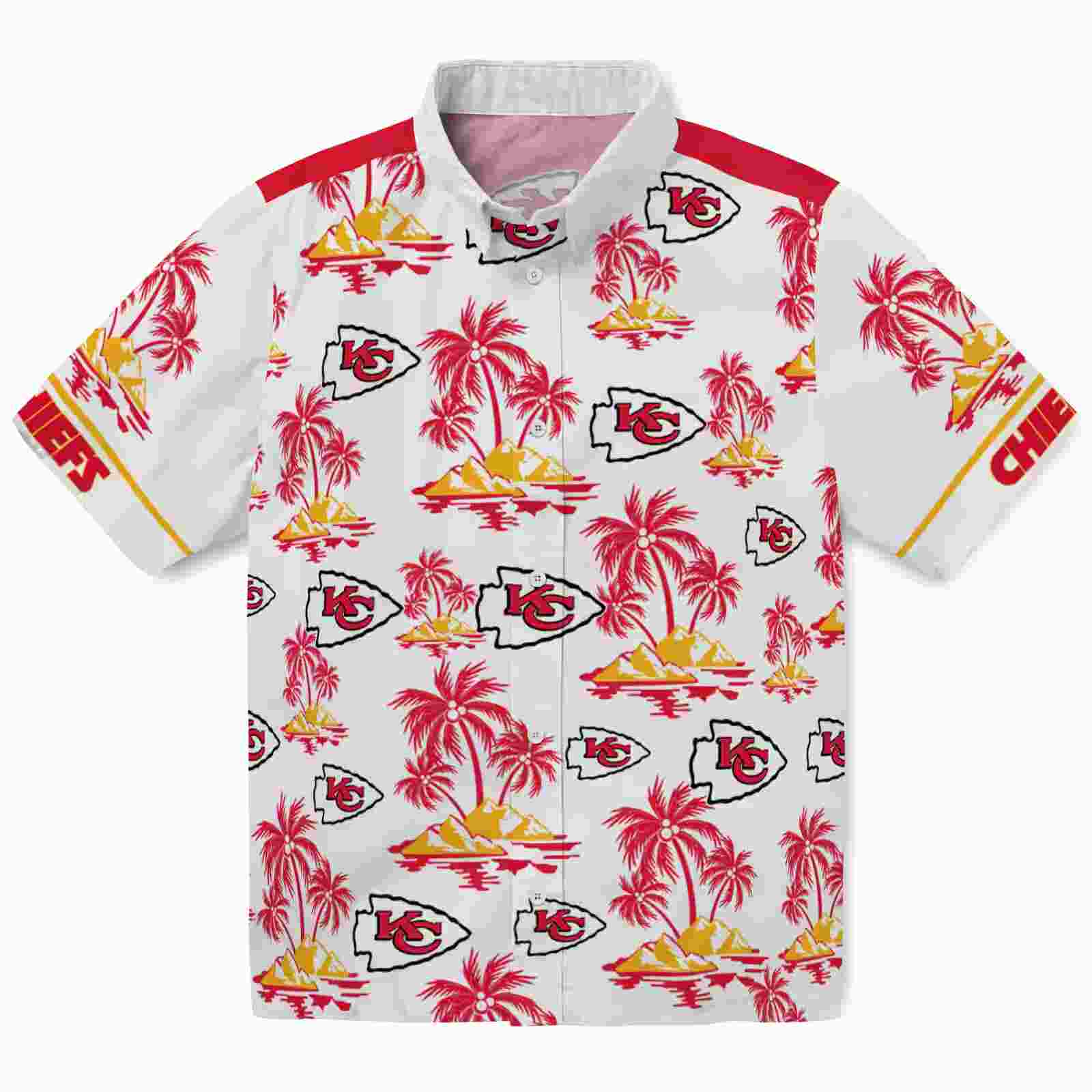 Kansas City Chiefs Palm Island Print Red White Hawaiian Shirt