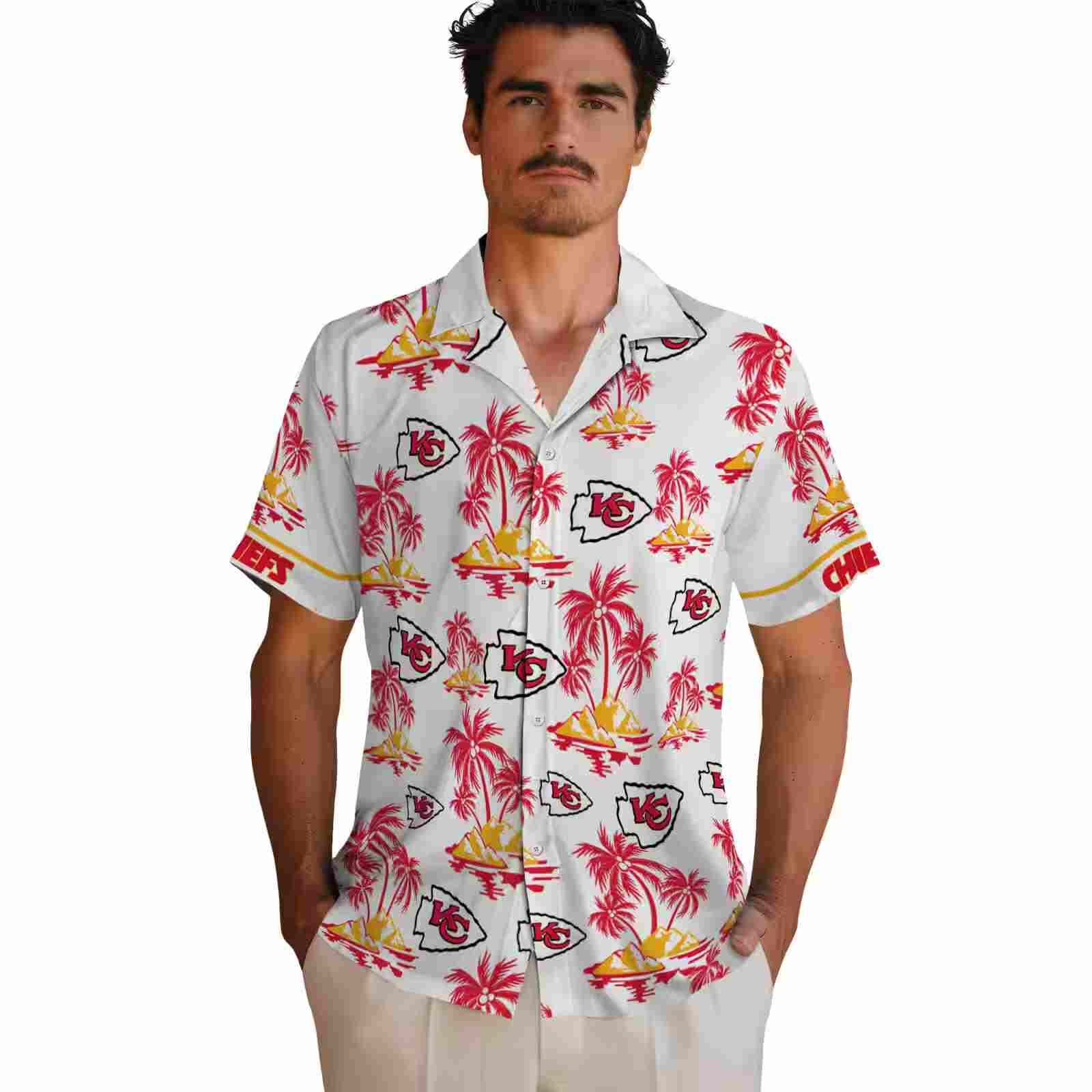 kansas city chiefs palm island print red white hawaiian shirt fashion forward