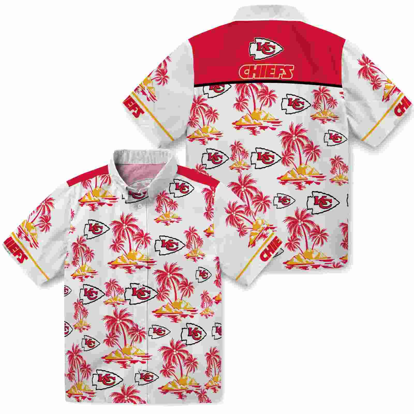 kansas city chiefs palm island print red white hawaiian shirt high quality