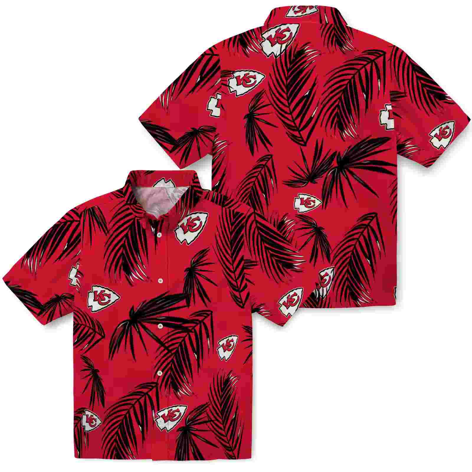 kansas city chiefs palm leaf red hawaiian shirt high quality