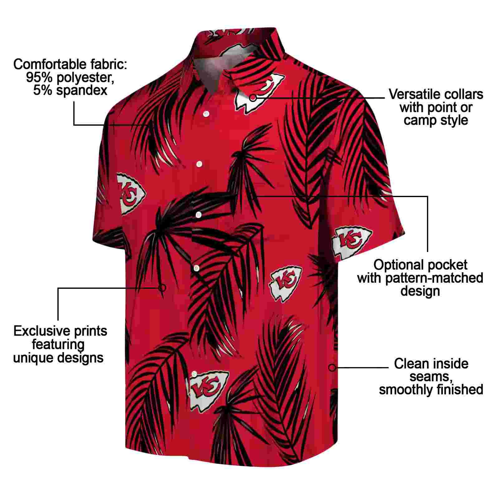 kansas city chiefs palm leaf red hawaiian shirt new arrival