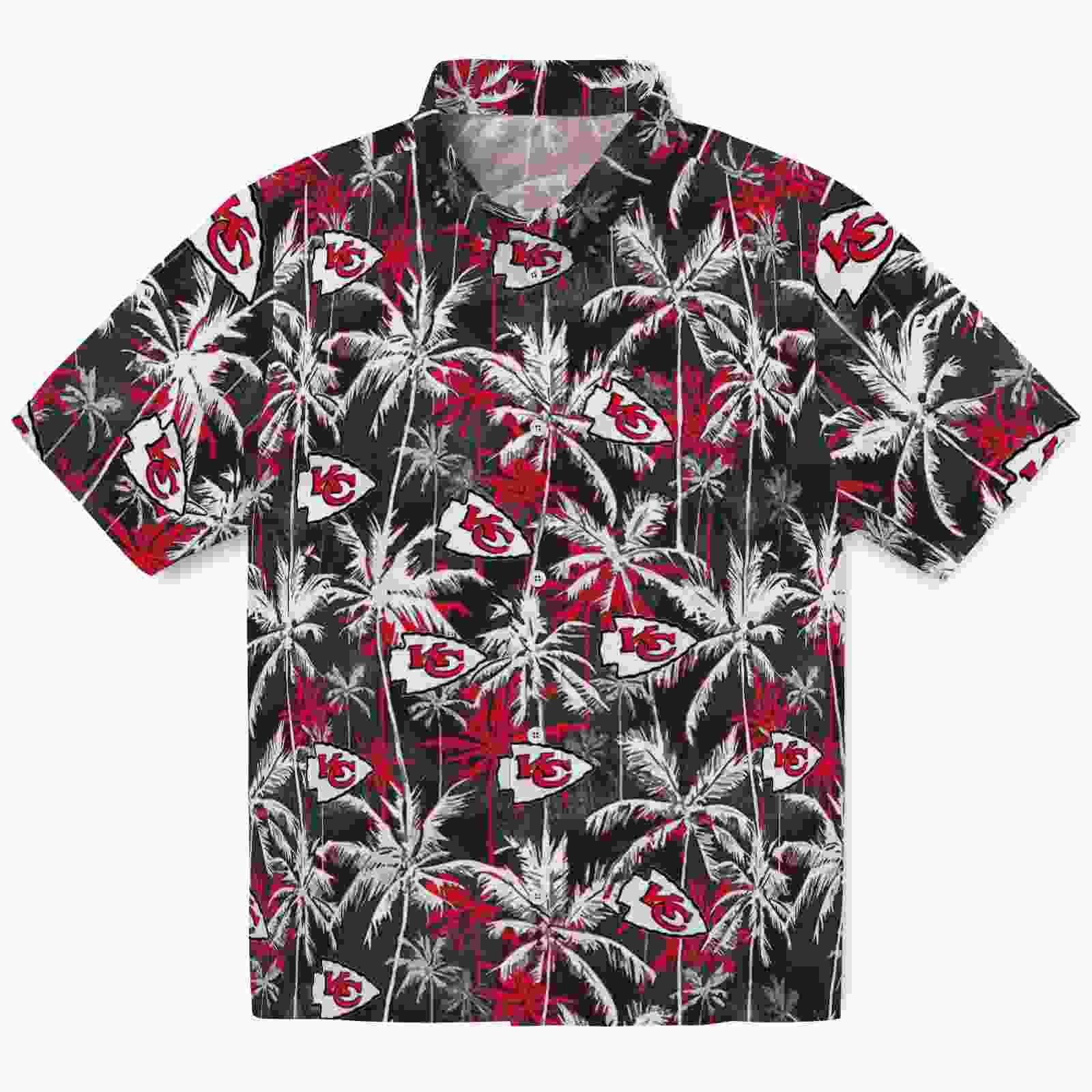 Kansas City Chiefs Palm Pattern Red Black Hawaiian Shirt