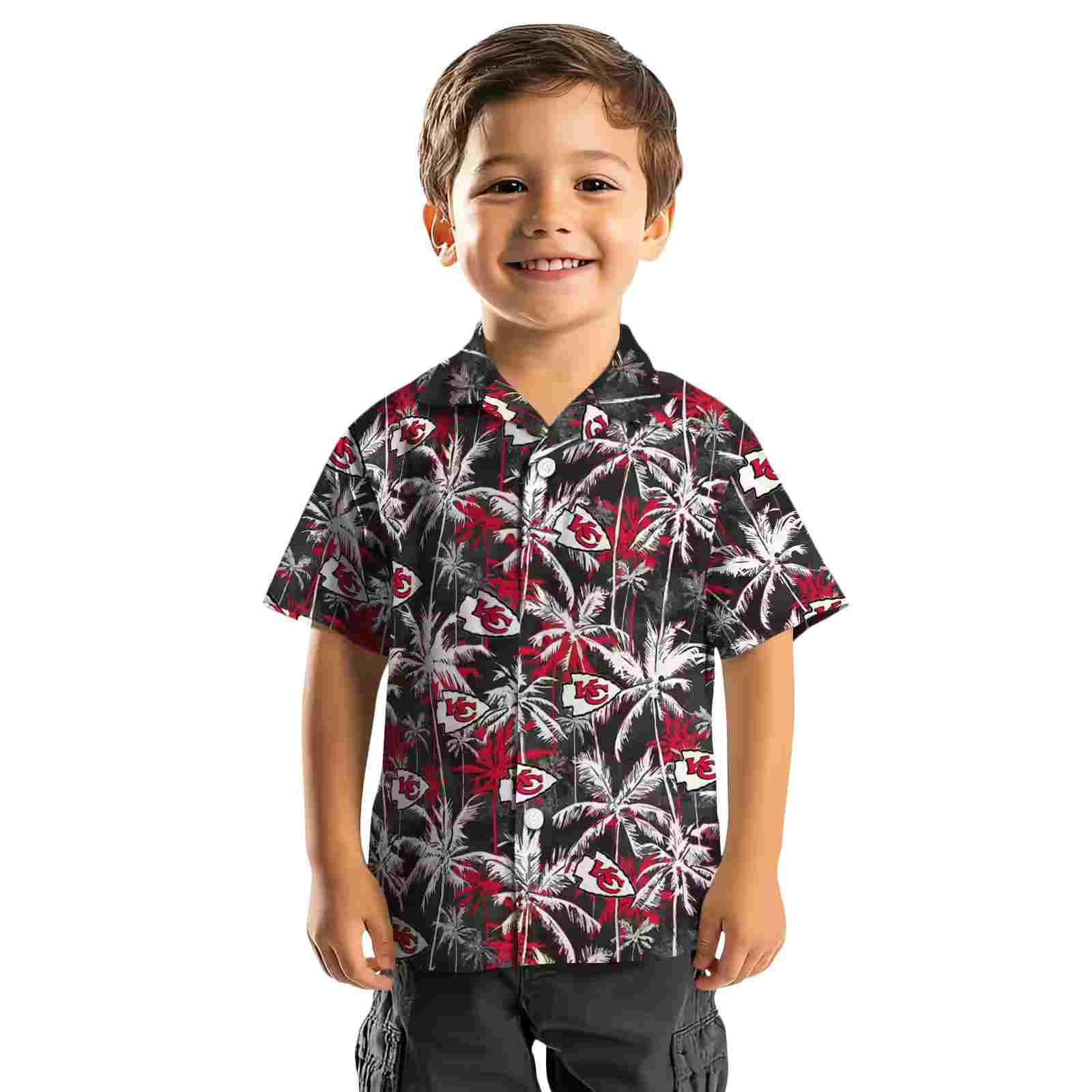 kansas city chiefs palm pattern red black hawaiian shirt top rated