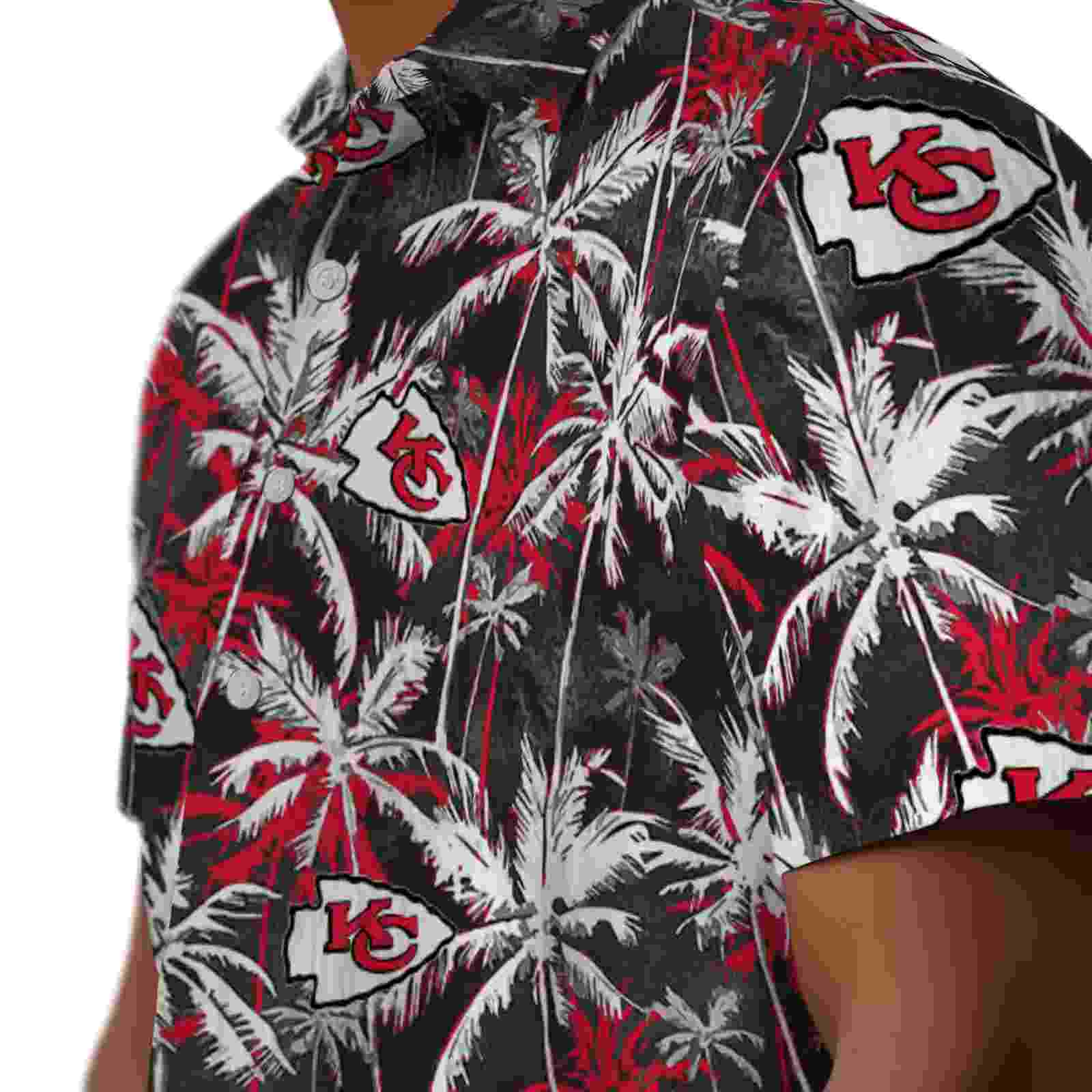 kansas city chiefs palm pattern red black hawaiian shirt trendy